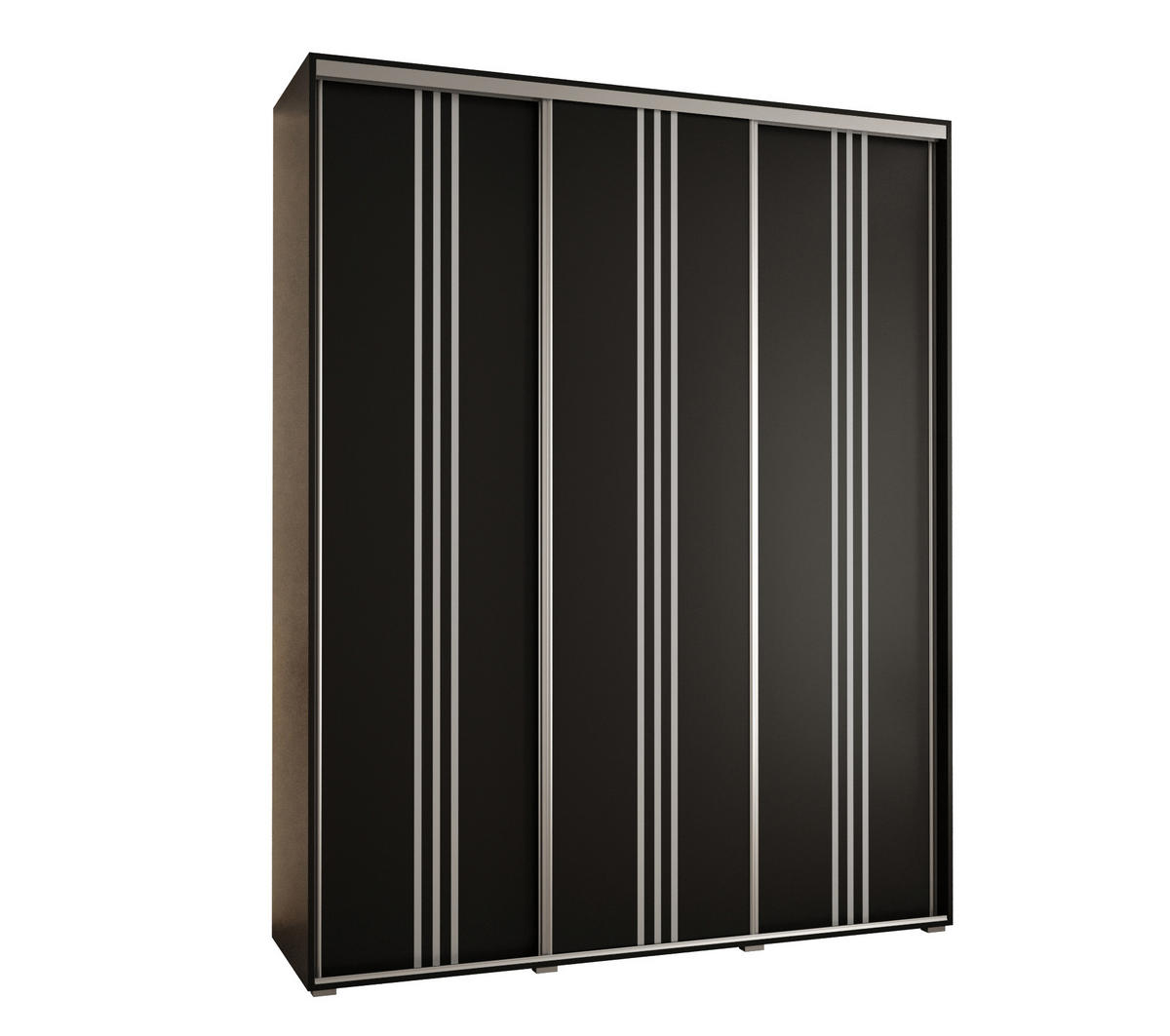 SCHWEBETÜRENSCHRANK 235,2/200/45 3-türig - Silberfarben/Schwarz, Holz/Metall (200/235/45cm) - Abiks Möbel
