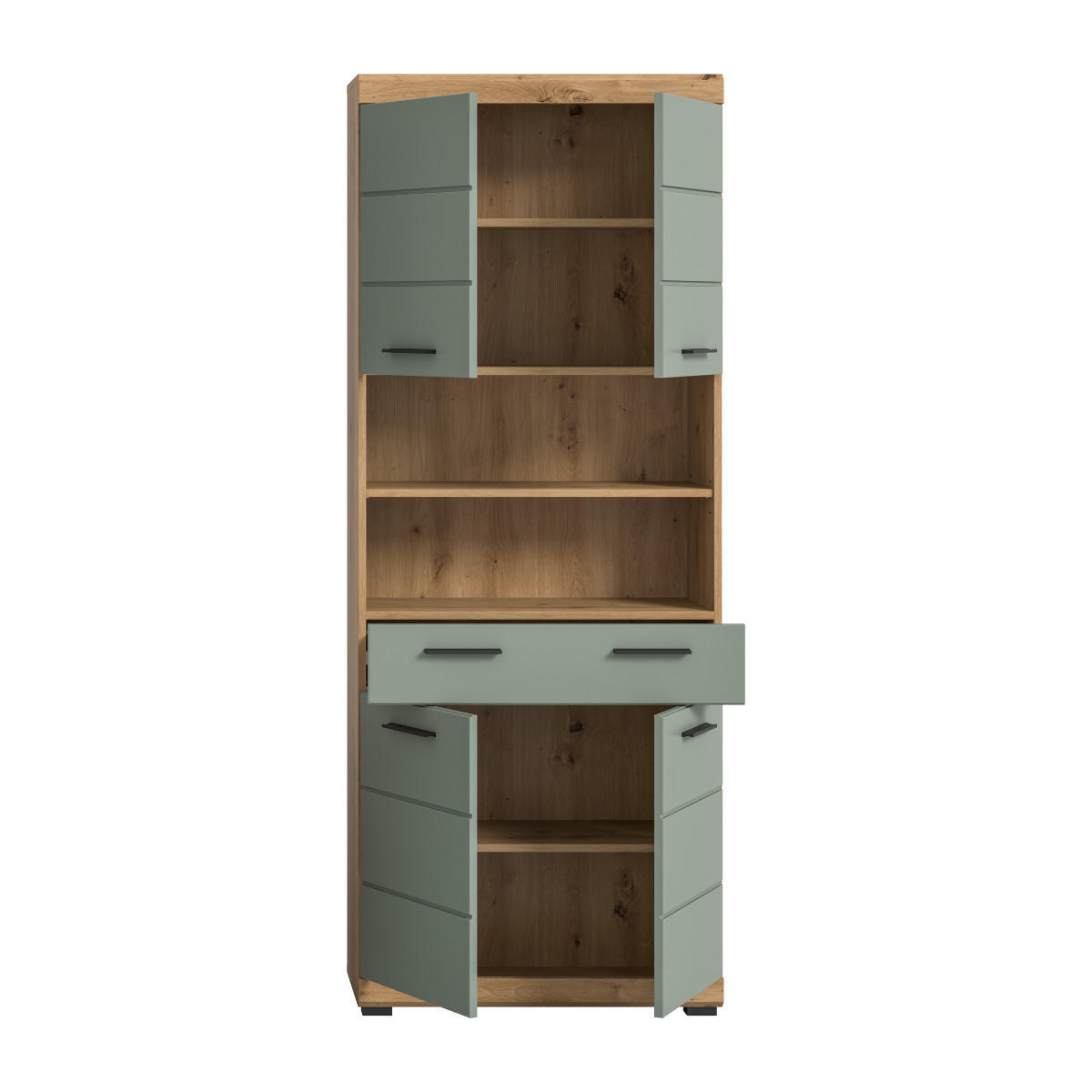 BADEZIMMERSÄULE mit 4 Türen und 1 Schublade 31/191/74 cm - Grün, Holzwerkstoff (31/191/80cm) - Calicosy