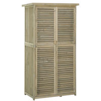 GARTENSCHRANK aus Holz 87x46,5x160 cm in Grau mit Asphaltdach & Lamellentüren - Grau, Holz (46.5/160/87cm) - Modfu