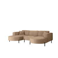 ECKSOFA U-Form Designer Modena Rein Stoff Noel KaltesBeige - Sandfarben, Holz (165/299cm) - Kaiser Möbel