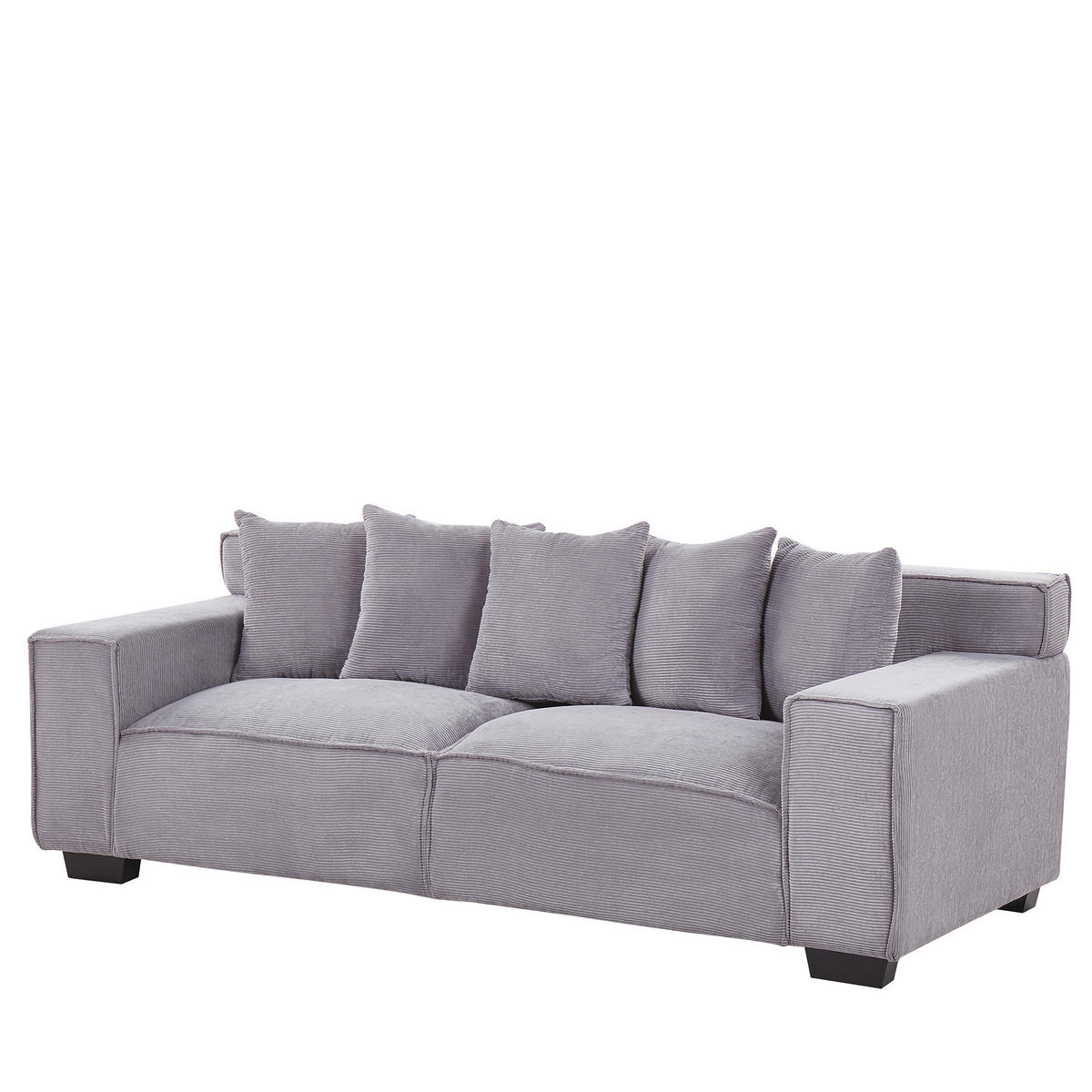 3-SITZER-SOFA Cord Hellgrau Viskan - Hellgrau, Textil (200/67/82cm) - Beliani
