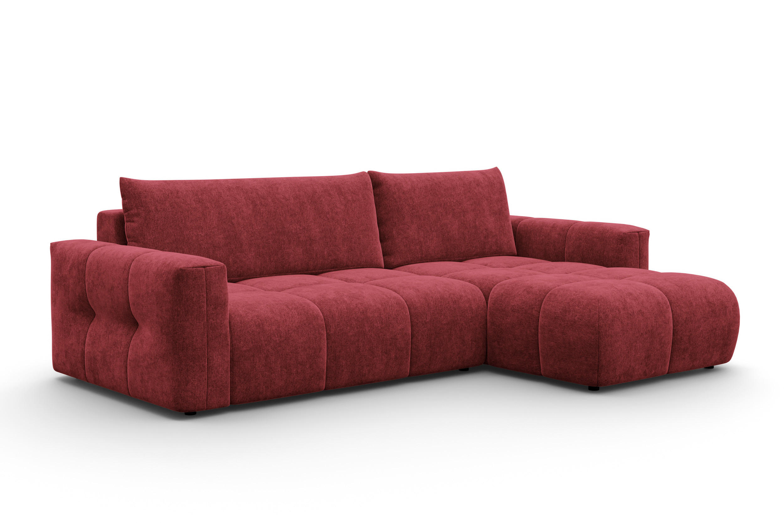 ECKSOFA VERONA 4-Sitzer rechts, Dunkelrot - Schwarz/Dunkelrot, Holz/Textil (266/173cm) - Courtois Laville