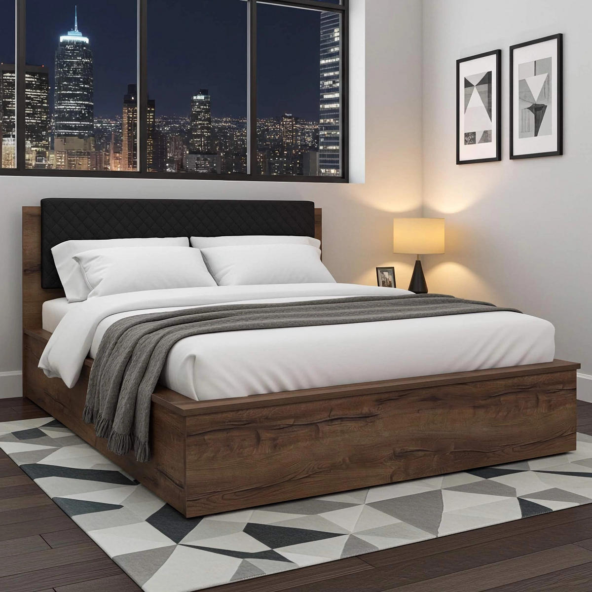 DOPPELBETT Martin 160x200 mit Bettkasten - Schwarz/Braun, Holzwerkstoff/Metall (160/200cm) - Ravio