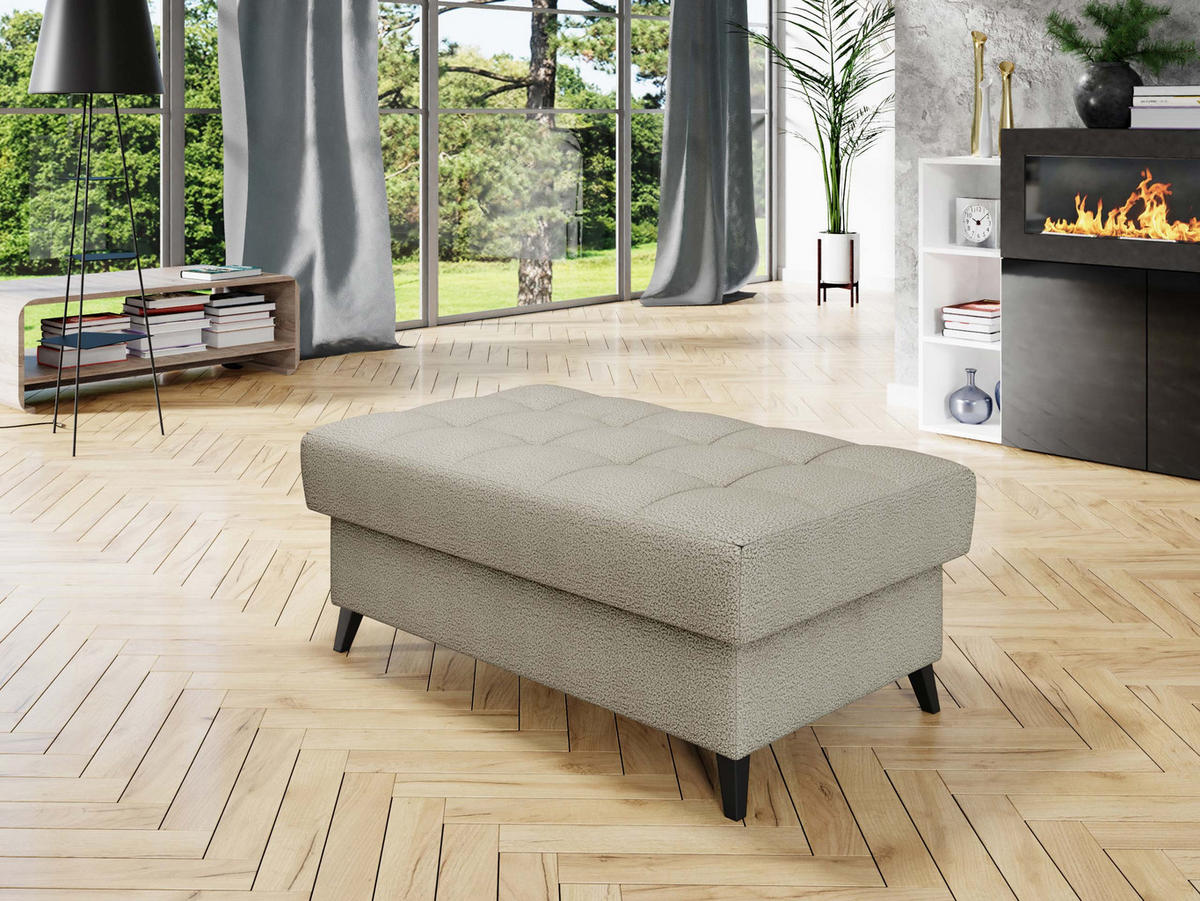 POLSTERHOCKER Nord - Sandfarben/Schwarz, Holz/Textil (106/44/67cm) - MIRJAN24