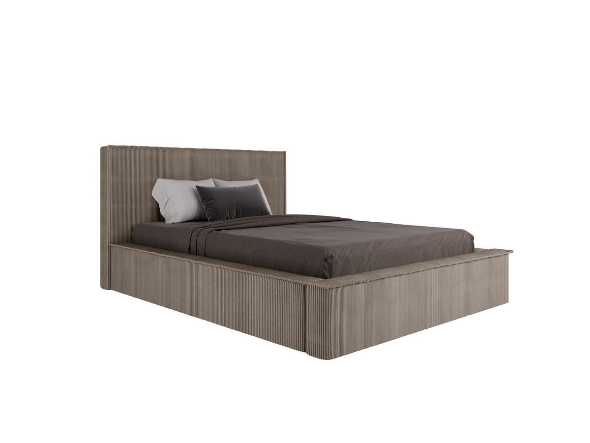 POLSTERBETT SANA 140x200cm Elegantes Polsterbett für modernen Wohnstil , 7-Zonen-Taschenfederkernmatratze mit kokos ARLAN (21 cm), cappuccino - Cappuccino, Holz (140/200cm) - Panda Möbel