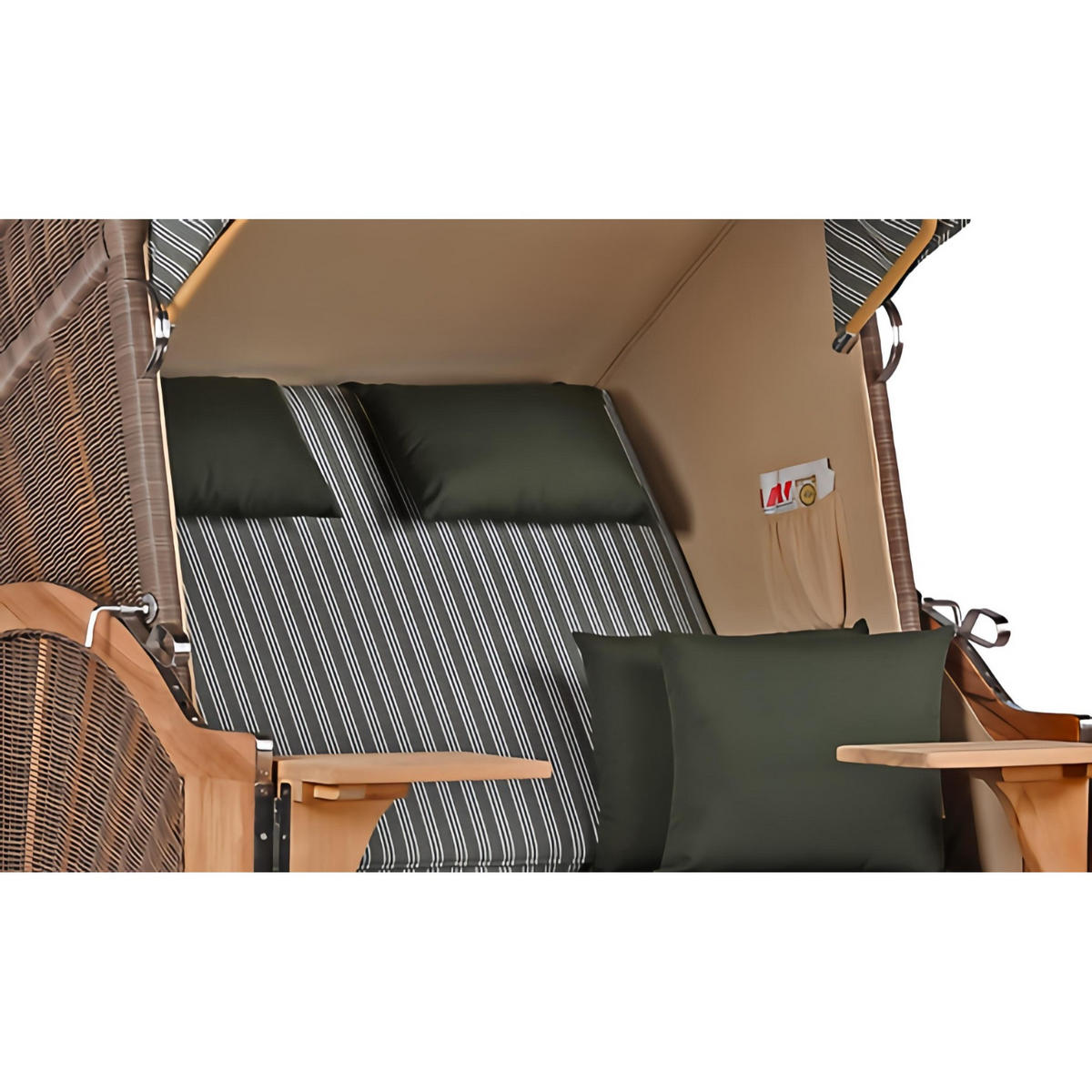 STRANDKORB SEEBLICK 2 Sitzer Teak - Braun/Grün, Metall (125/170/80cm) - Mr. Deko