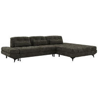 ECKSOFA ALVENO L - Dunkelgrau Schenille glatt - Rechts Seite - Dunkelgrau/Schwarz, Textil/Metall (344/218cm) - MKS