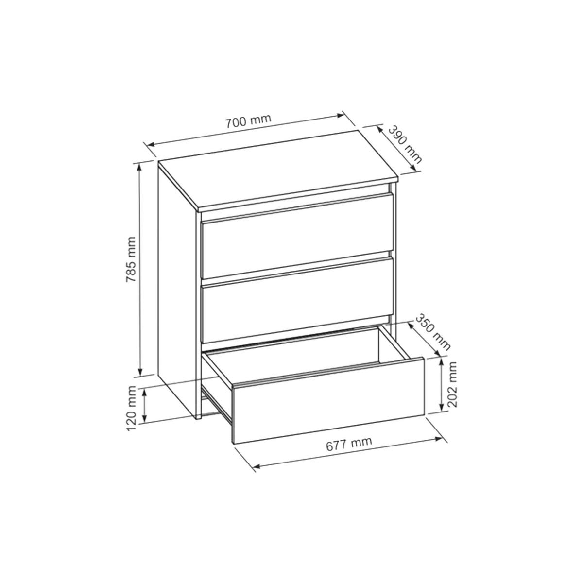 KOMMODE NUDO 70/78,5/39cm mit 3 Schubladen Türen Weiß - Weiß, Holzwerkstoff (70/78.5/39cm) - MASSENO