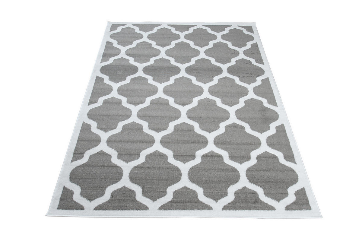 TEPPICH LUXURY Grau Marokkanisch Rauten 140/200 cm - Grau, Textil (140/200cm) - Tapiso