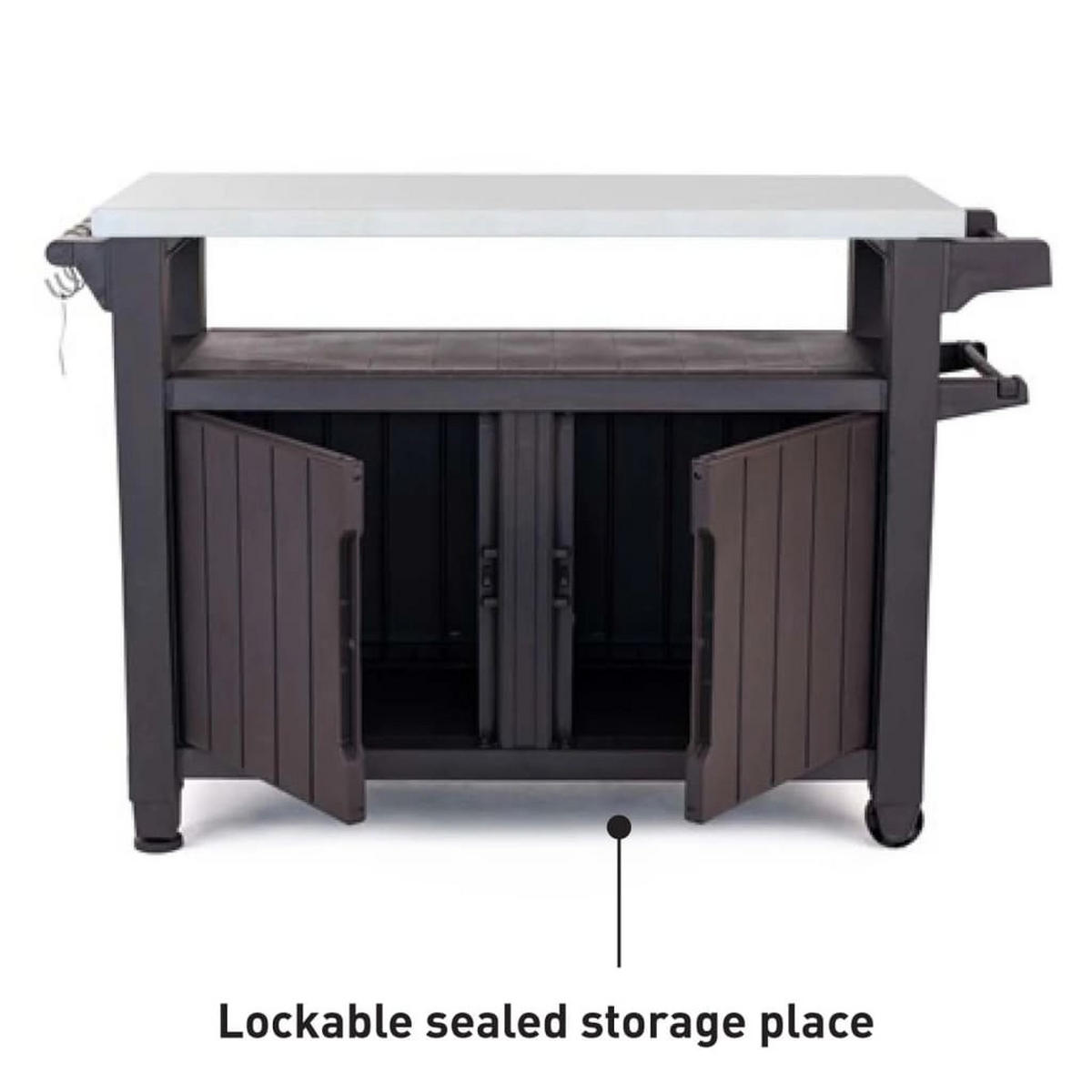 GARTENTISCH Für Grill Unity Multifunktional Xl Holzoptik - Graphitfarben, Kunststoff (54/123.7/90cm) - Keter