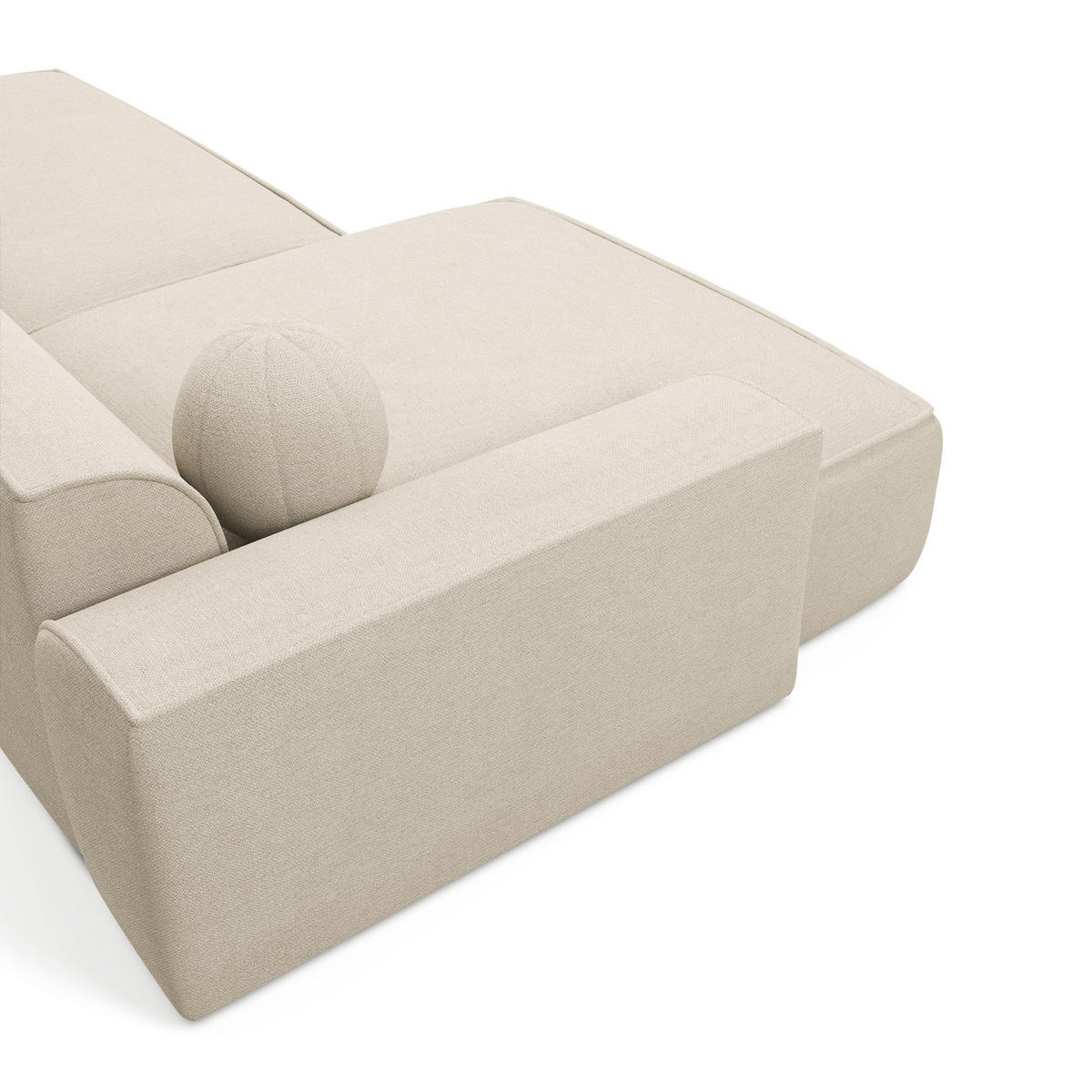 ECKSOFA LINKS Rastergewebe Creme 260cm - Creme, Textil (155/260cm) - Sia Home
