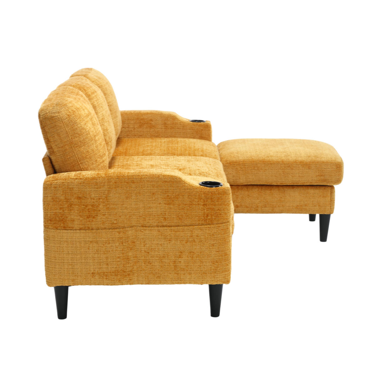 ROHOVÁ SEDAČKA 196,5/75/77 cm Žlutá - žlutá, textil (75/196.5cm)