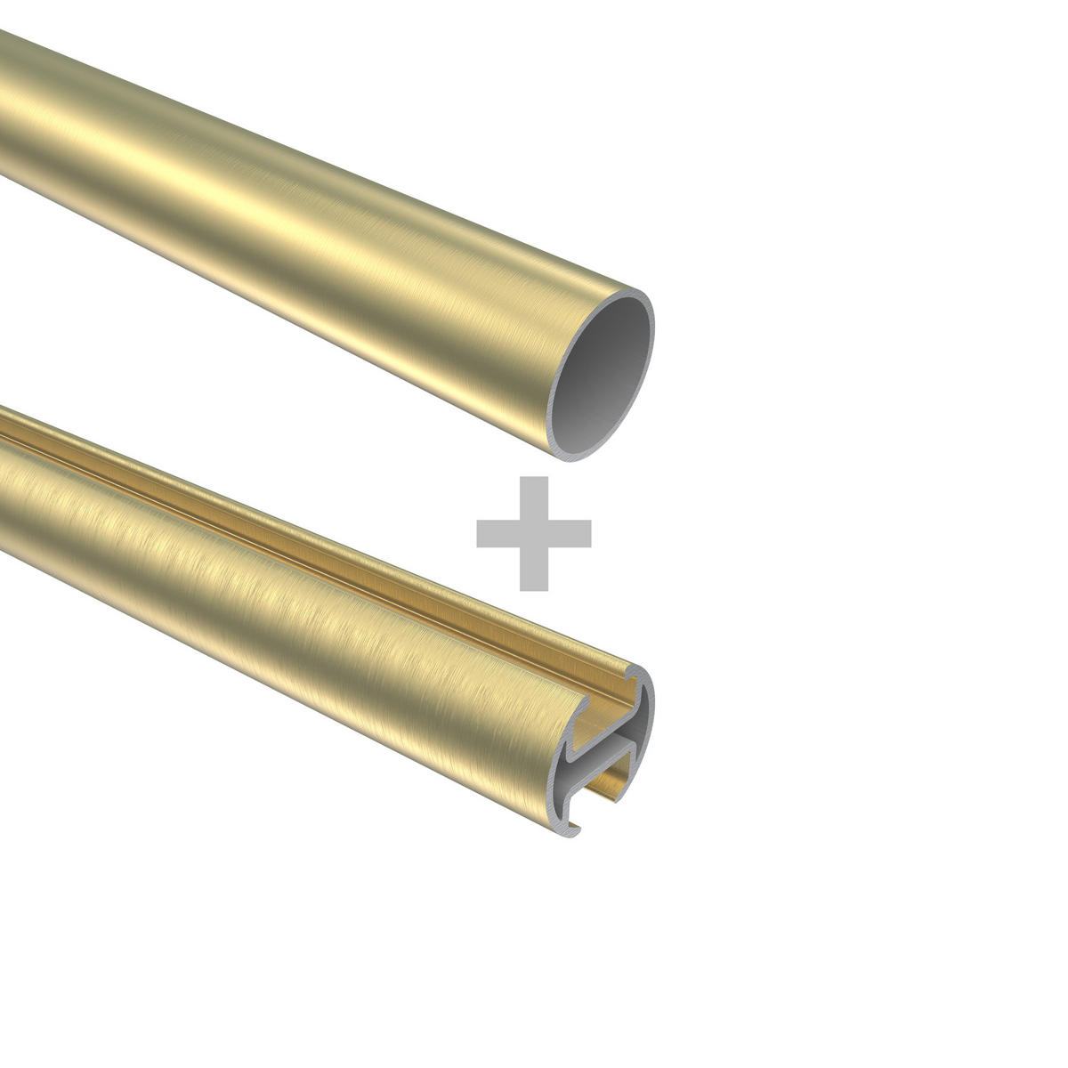 GARDINENSTANGE RUNDROHR-INNENLAUF Platon Elanto 420 cm (geteilt in 3 x 140 cm), 2-läufig, 20 mm Ø Messing-Optik - Messingfarben, Metall (420cm) - INTERDECO