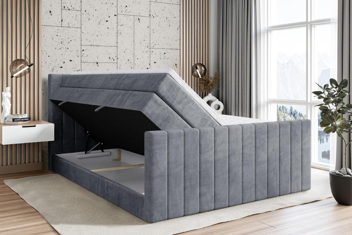 BOXSPRINGBETT EDITA-Z KING - 140x200 - H3/H4 - Grau - Grau, Holzwerkstoff (140/200cm) - ALTDECOR
