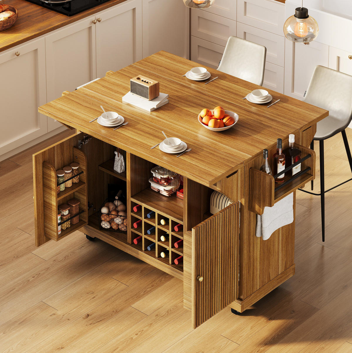 SERVIERWAGEN mit Stauraum und Ausziehfunktion 142,5 x 80 x 95 cm Dark Brown - Braun, Holz (80/95/142.5cm) - Beauniv