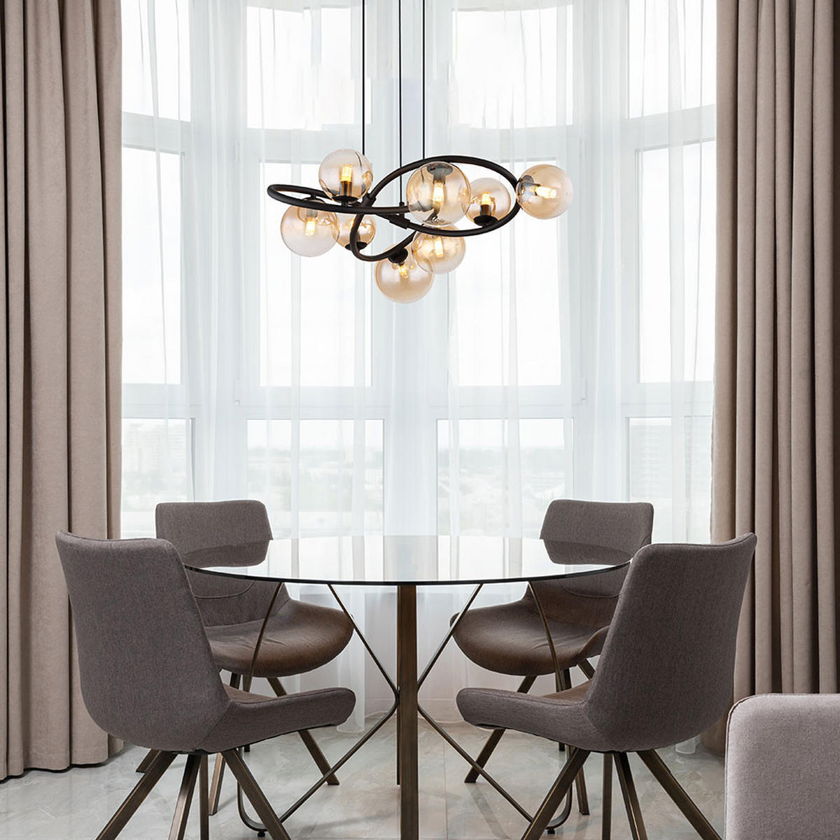 LED HÄNGELEUCHTE Tuberius Schwarz Orange - Orange, Glas (65/65/120cm) - Globo Lighting