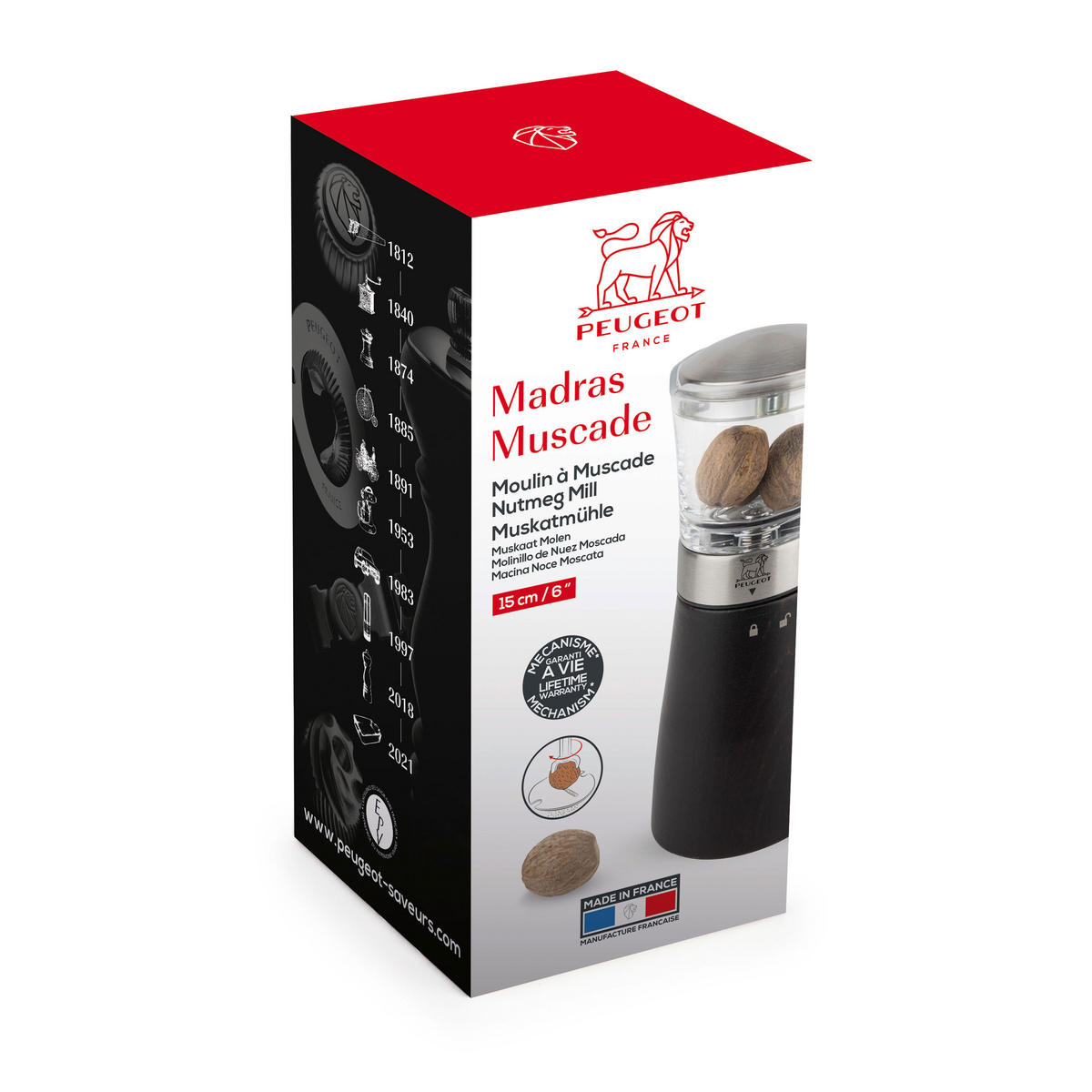 MUSKATMÜHLE Madras 15cm Buchenholz Schokolade Stahlmahlwerk - Braun, Kunststoff (6.5/15/6.5cm) - PEUGEOT