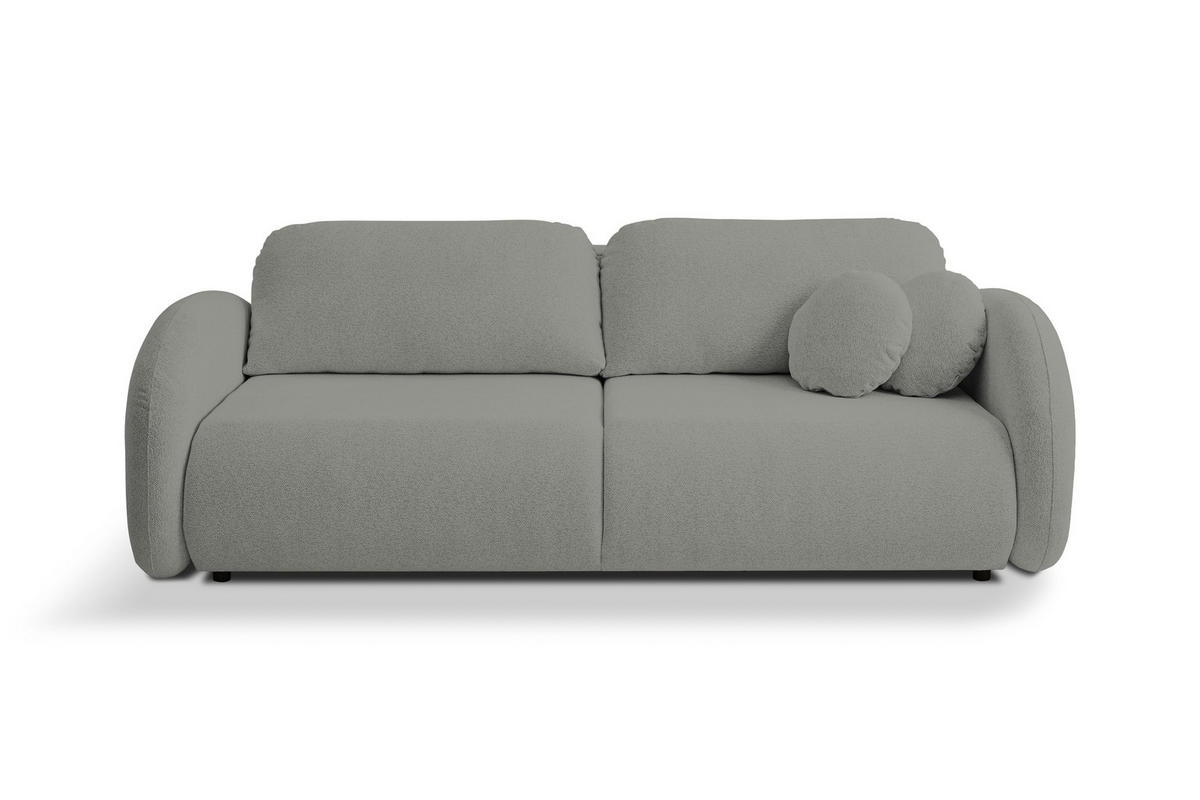 SOFA LOOP Schlaffunktion & Bettkasten PUR-Schaum Schwarze Kunststofffüße skandinavischer Stil lose Rückenkissen freistehend 234x112x86 cm Dark grey - Dunkelgrau, Holz/Textil (234/86/112cm) - DomoHome