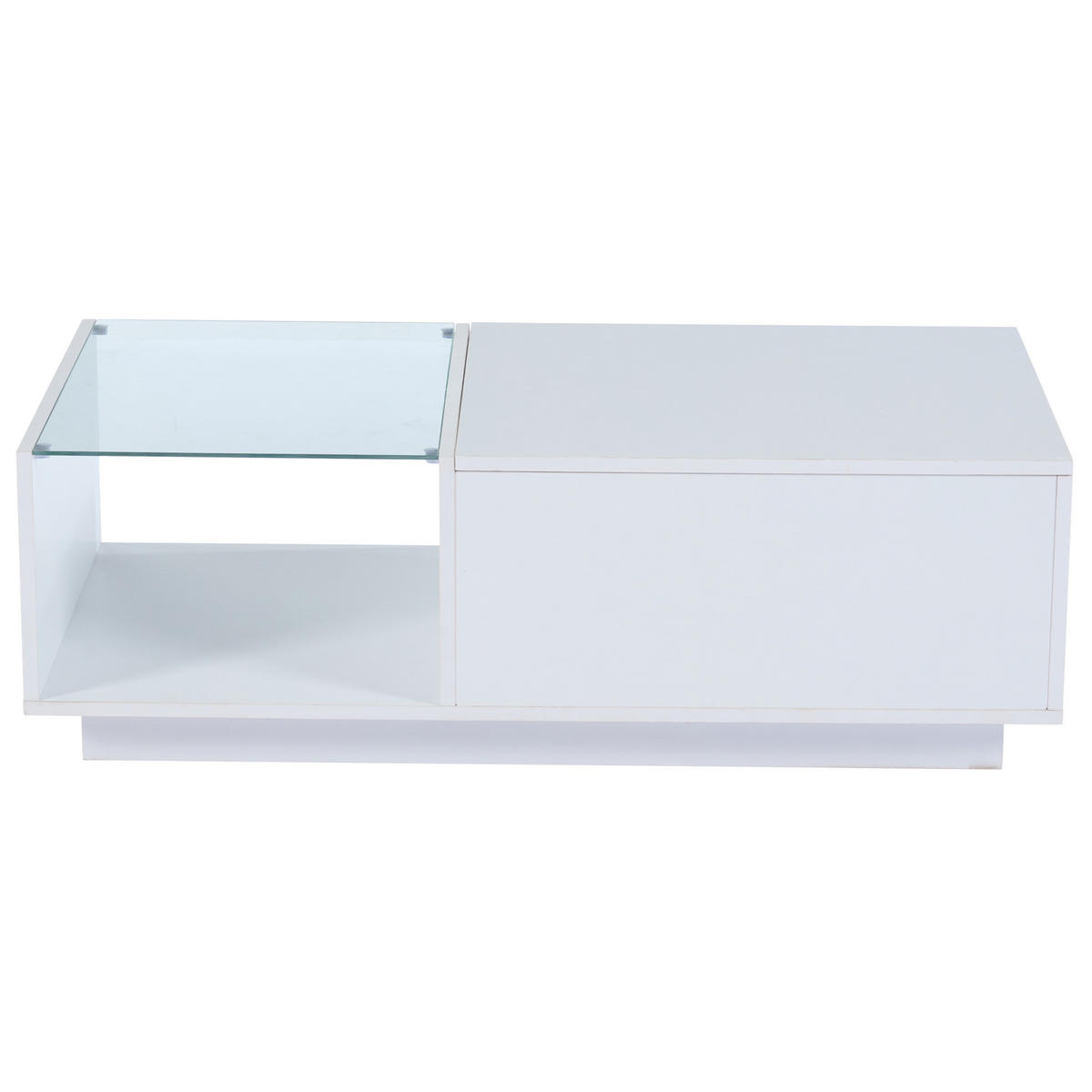 COUCHTISCH höhenverstellbar 100 x 50 cm Hochglanz White mit Stauraum - Weiß, Holzwerkstoff (100/50/33cm) - Meubliv