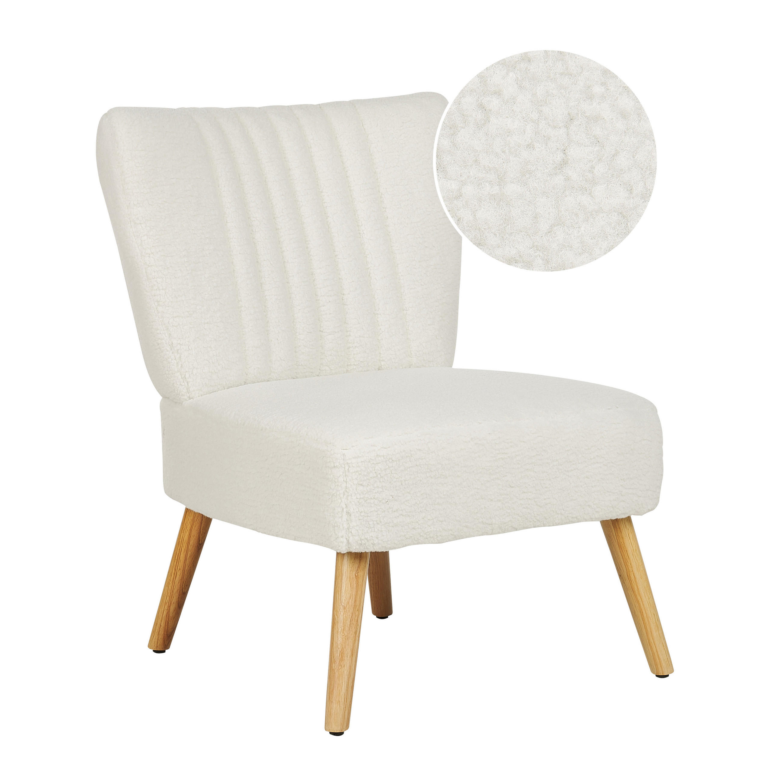 SESSEL Bouclé Weiß Vaasa - Hellbraun/Weiß, Textil (61/85/60cm) - Beliani