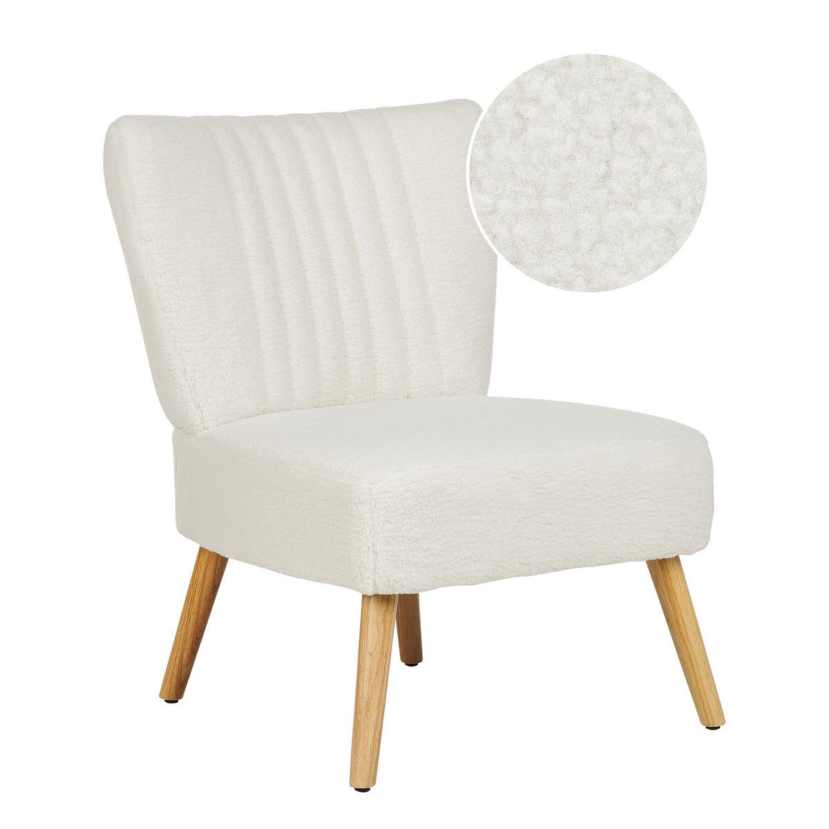 SESSEL Bouclé Weiß Vaasa - Hellbraun/Weiß, Textil (61/85/60cm) - Beliani