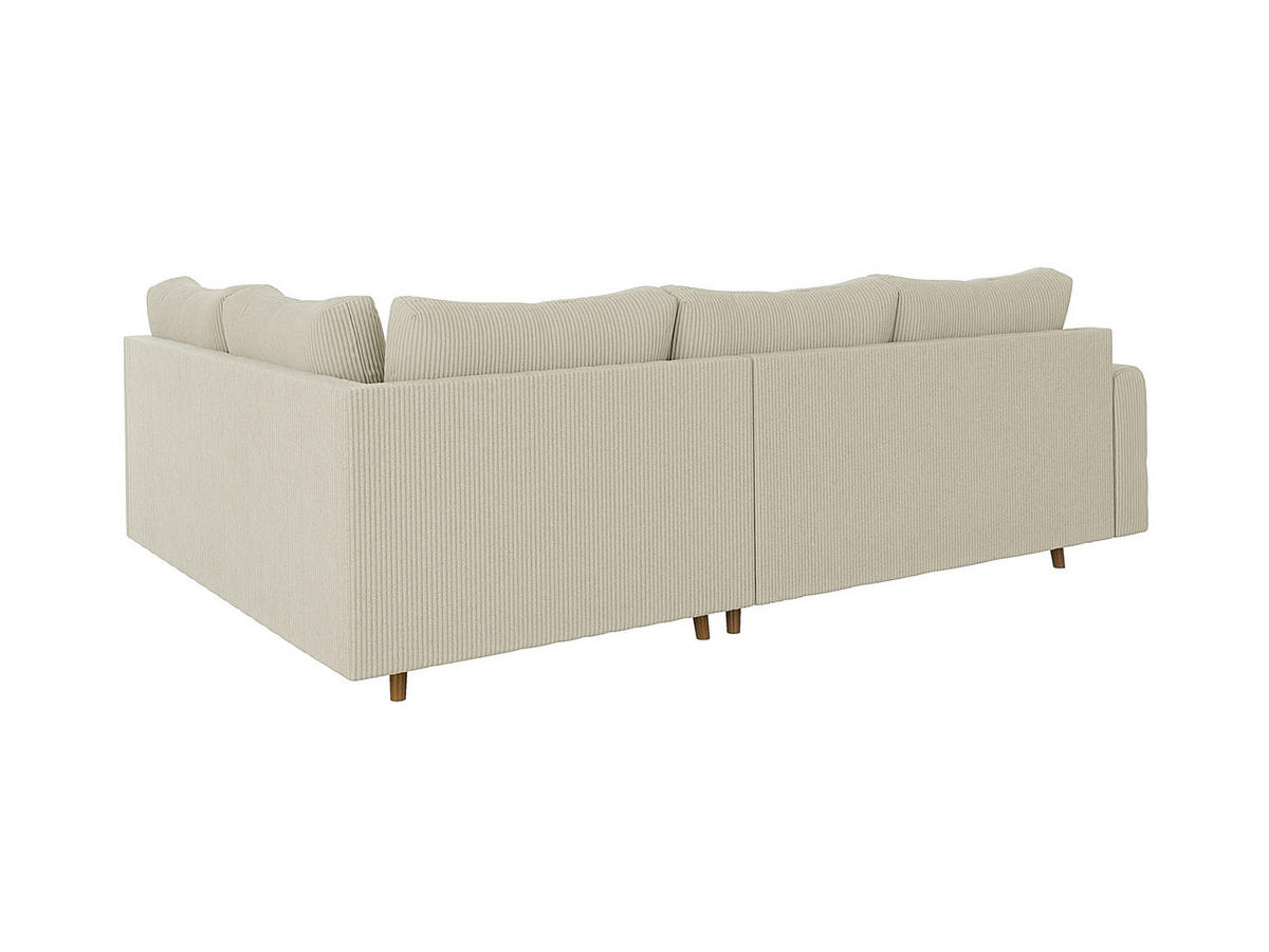ECKSOFA Alma Beige Cord - Ottomane rechts - Beige/Braun, Holz/Textil (231/161cm) - S-Style Möbel