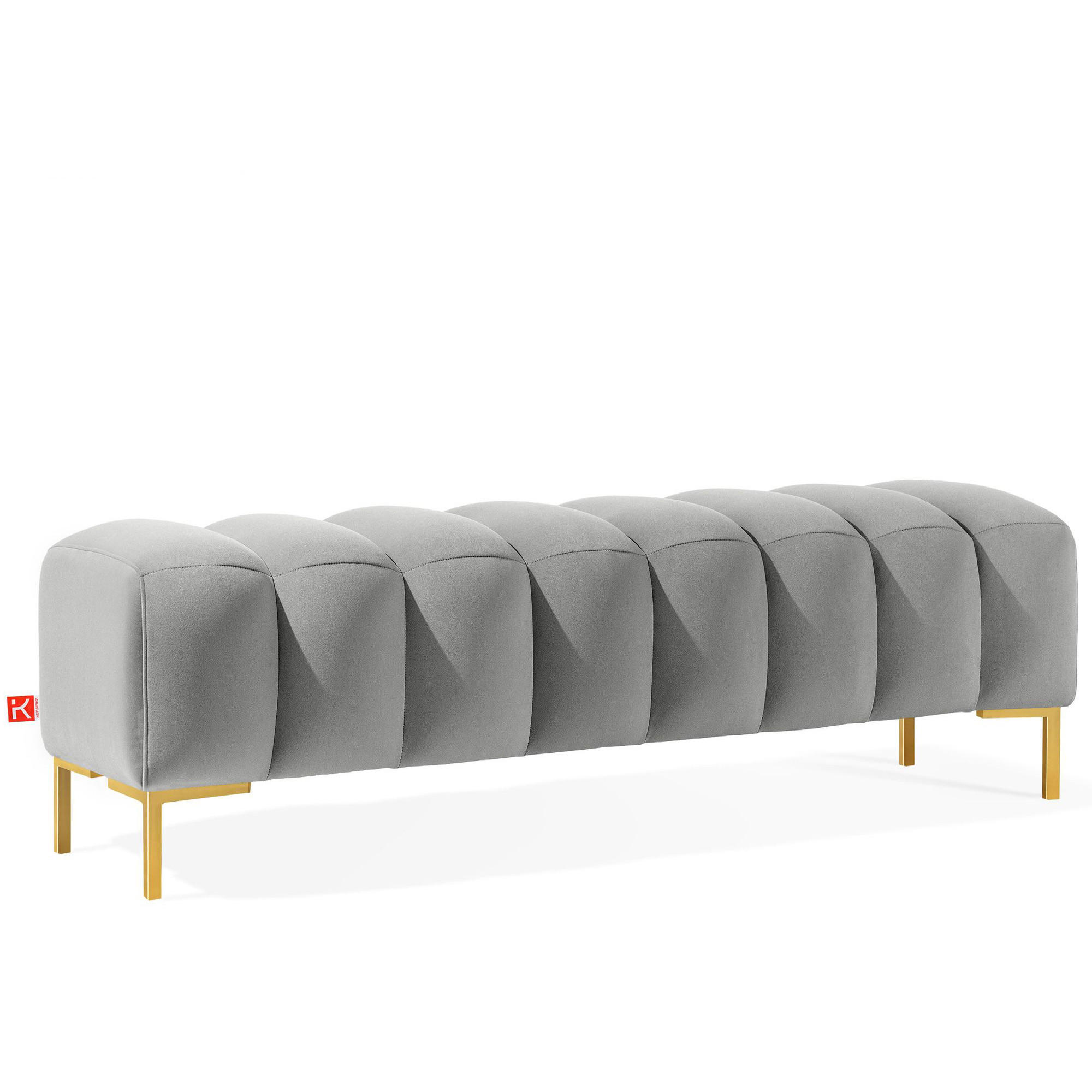 POLSTERBANK PECCO, Metallbeinen - Goldfarben/Grau, Holz/Textil (160/50/50cm) - KONSIMO®
