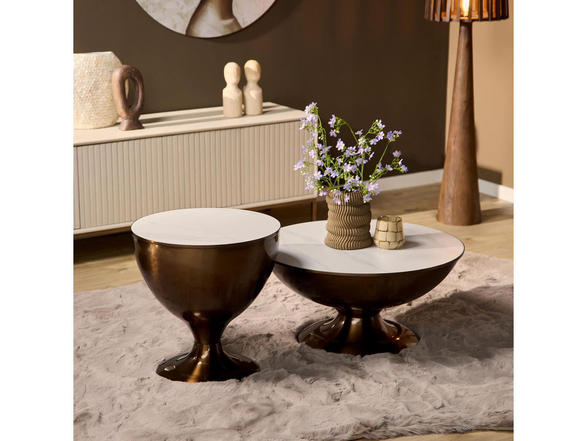 COUCHTISCH Ava Metall 75 cm / 75 cm + 50 cm / 50 cm Metallic Bronze - Bronzefarben, Metall (75/75/38cm)