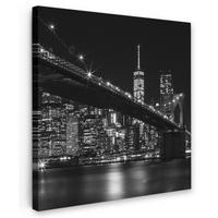 LEINWANDBILD New York - Brooklyn - Brücke 90x90 cm - Schwarz, Textil (90/90cm) - MuchoWow