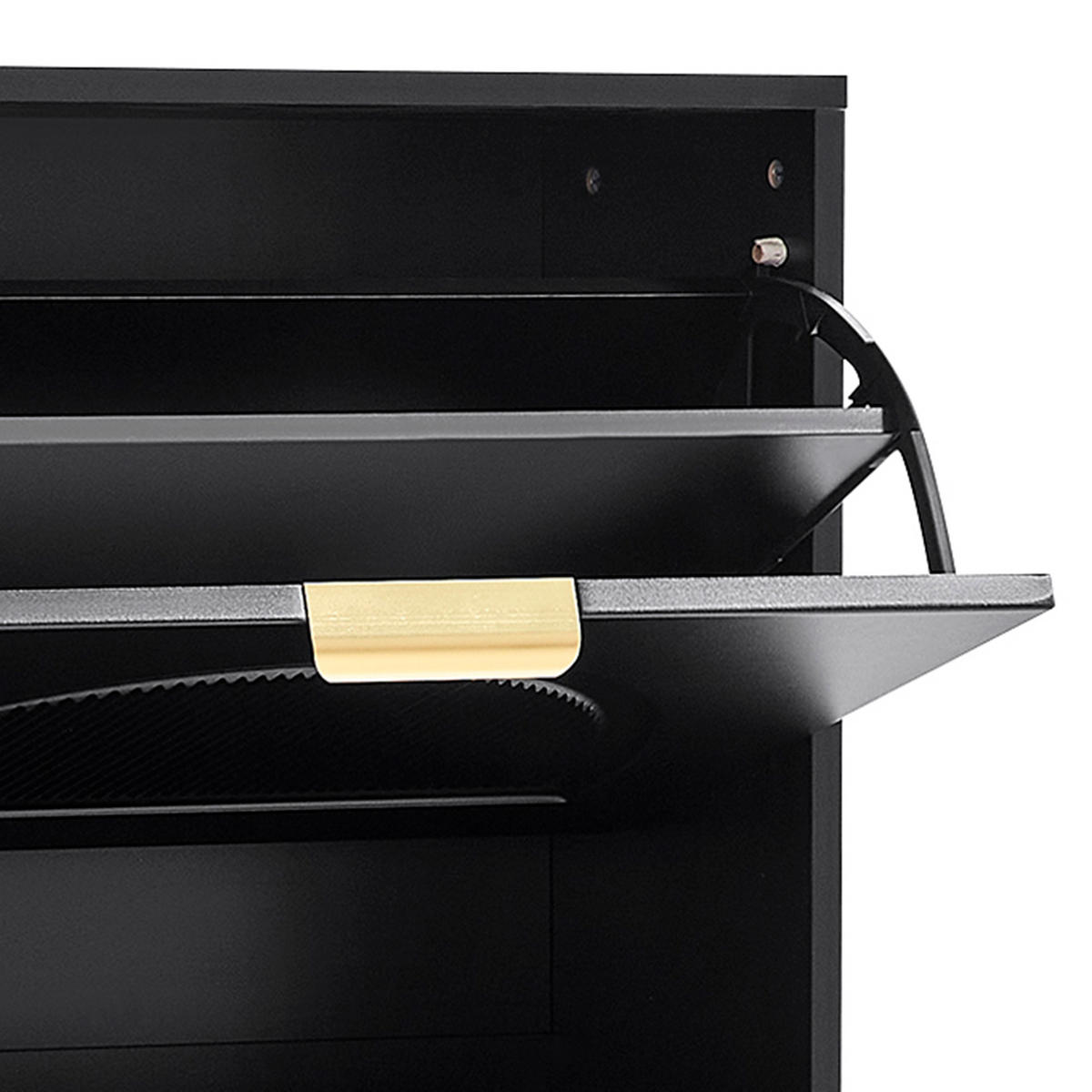 SCHUHSCHRANK aus MDF & Spanplatte 60x24x114cm in Schwarz mit Kippsicherung - Schwarz, Holzwerkstoff (60/114/24cm) - Modfu