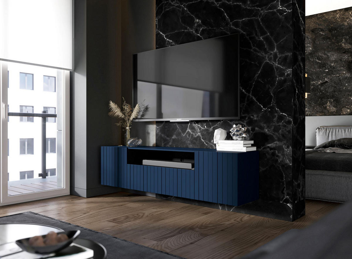 TV-SCHRANK Elpis2 Marineblau Matt Glamour 150 cm - Blau, Holzwerkstoff (150/37.5/36.5cm) - Meble Lindner