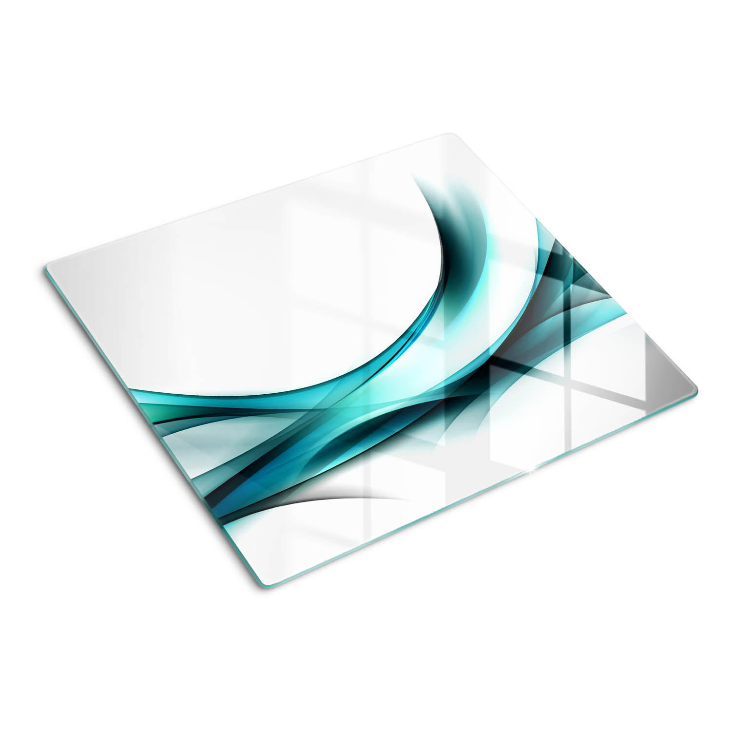 GLASPLATTE 60x52 cm Abstrakte Wellen - Blau, Glas (60/0.4/52cm) - TULUP