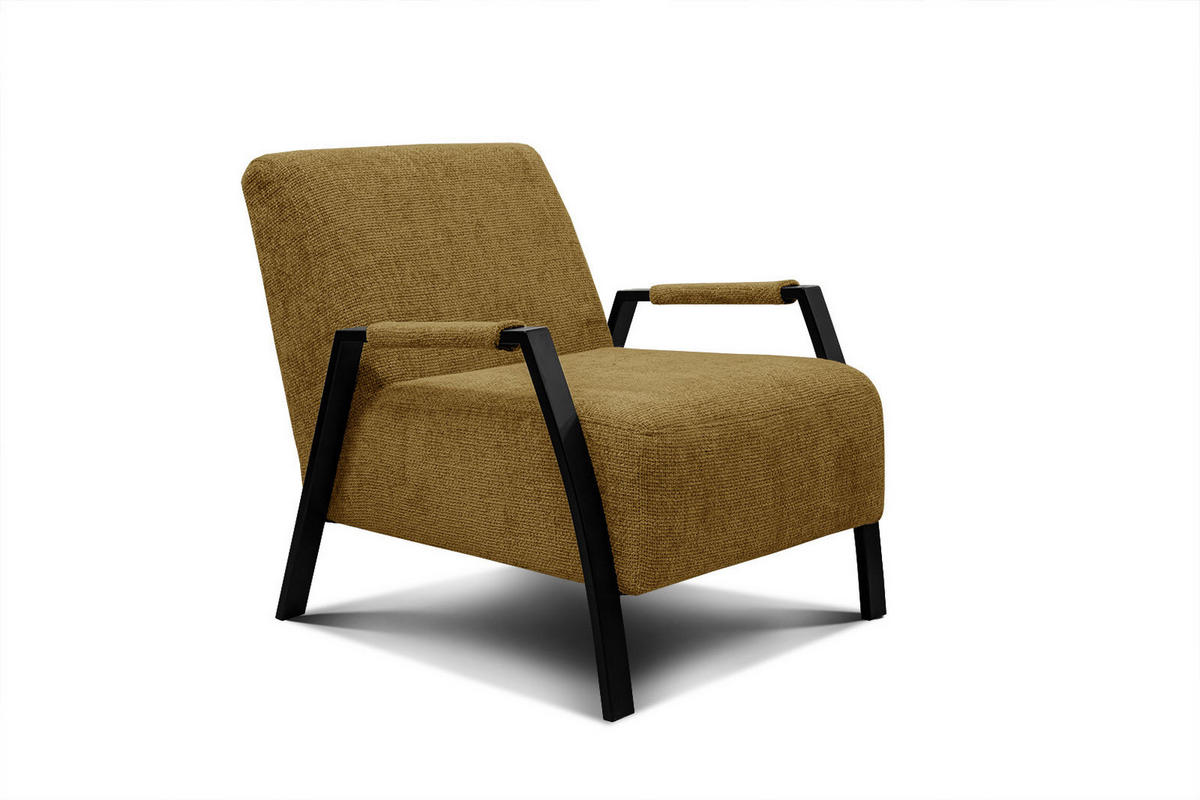 SESSEL KOBE, dunkelgelb - Dunkelgelb/Schwarz, Holz/Textil (72/76/90cm) - Courtois Laville