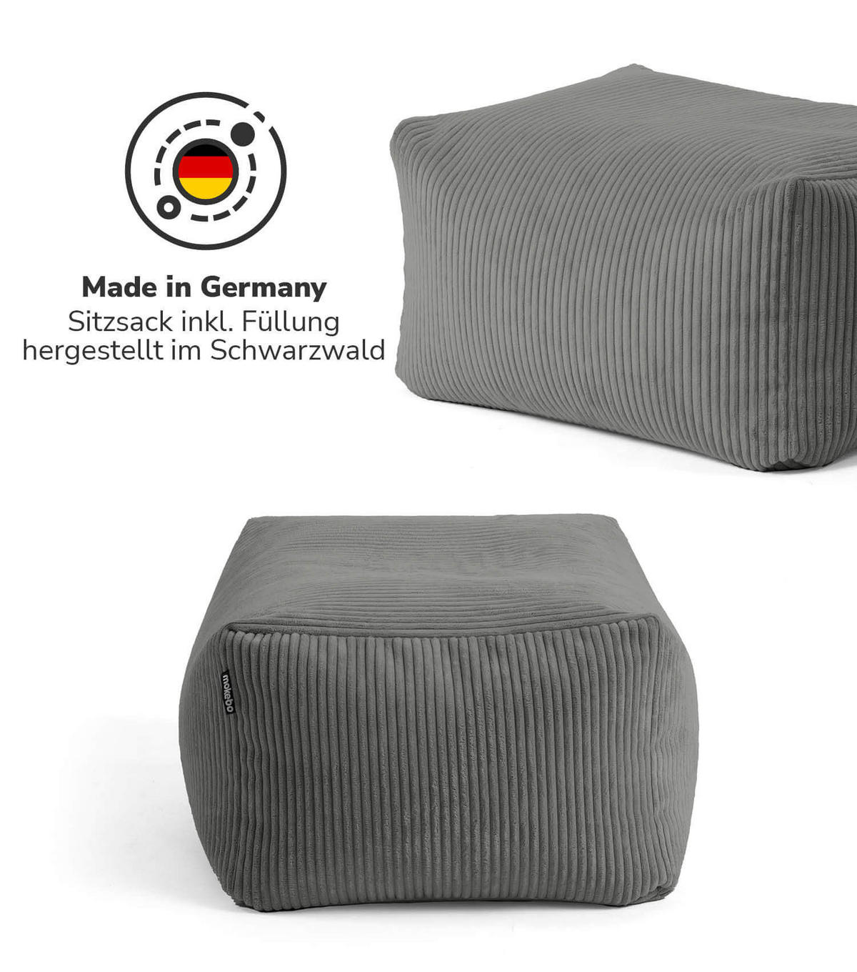POUF Der Ruhestifter - Anthrazit, Textil (65/35/55cm) - Mokebo