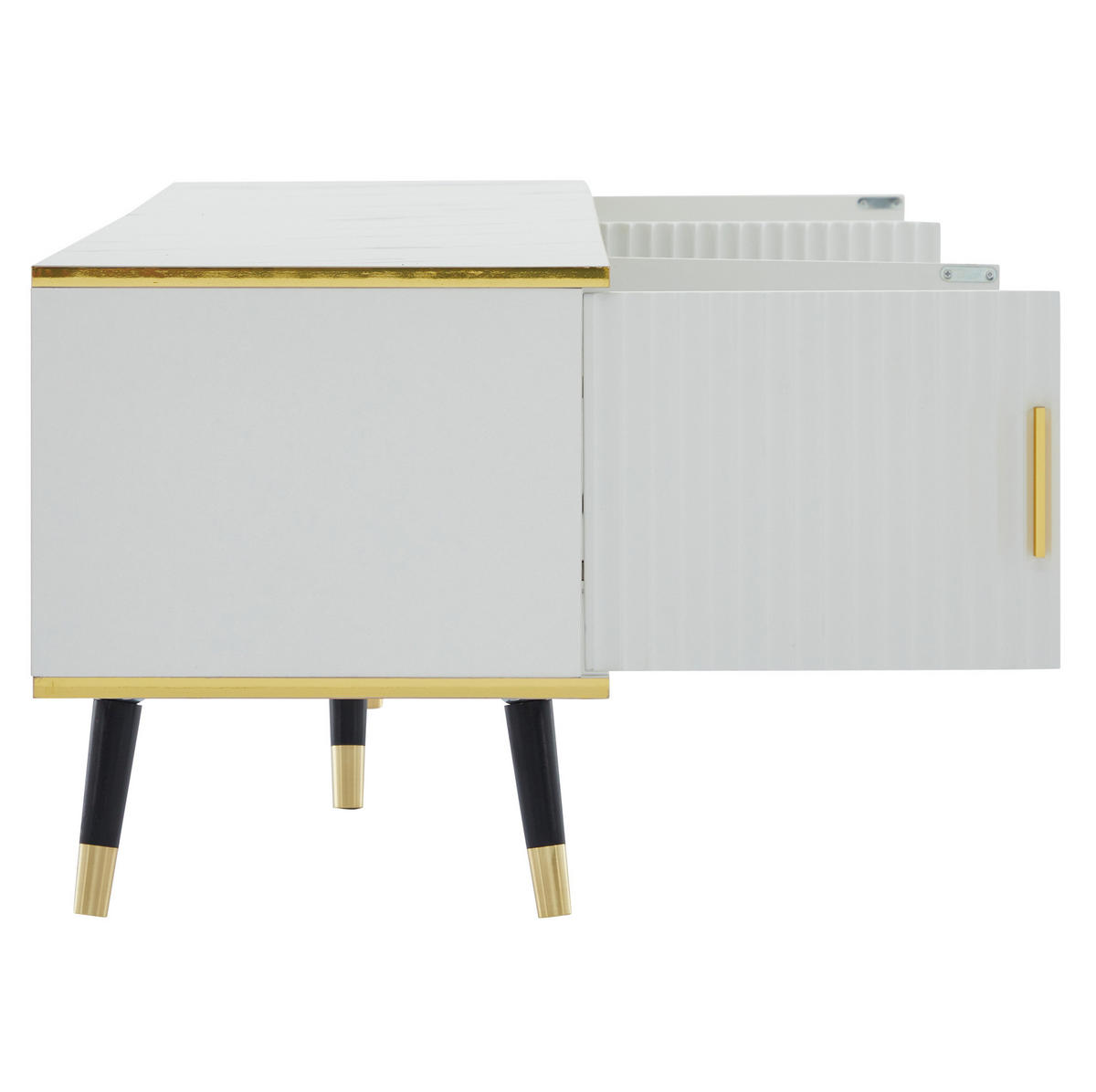 TV-SCHRANK in Weiß mit Marmoroptik, 2 Türen und Schublade 200/40/46 cm - Weiß, Holzwerkstoff (200/46/40cm) - Redom