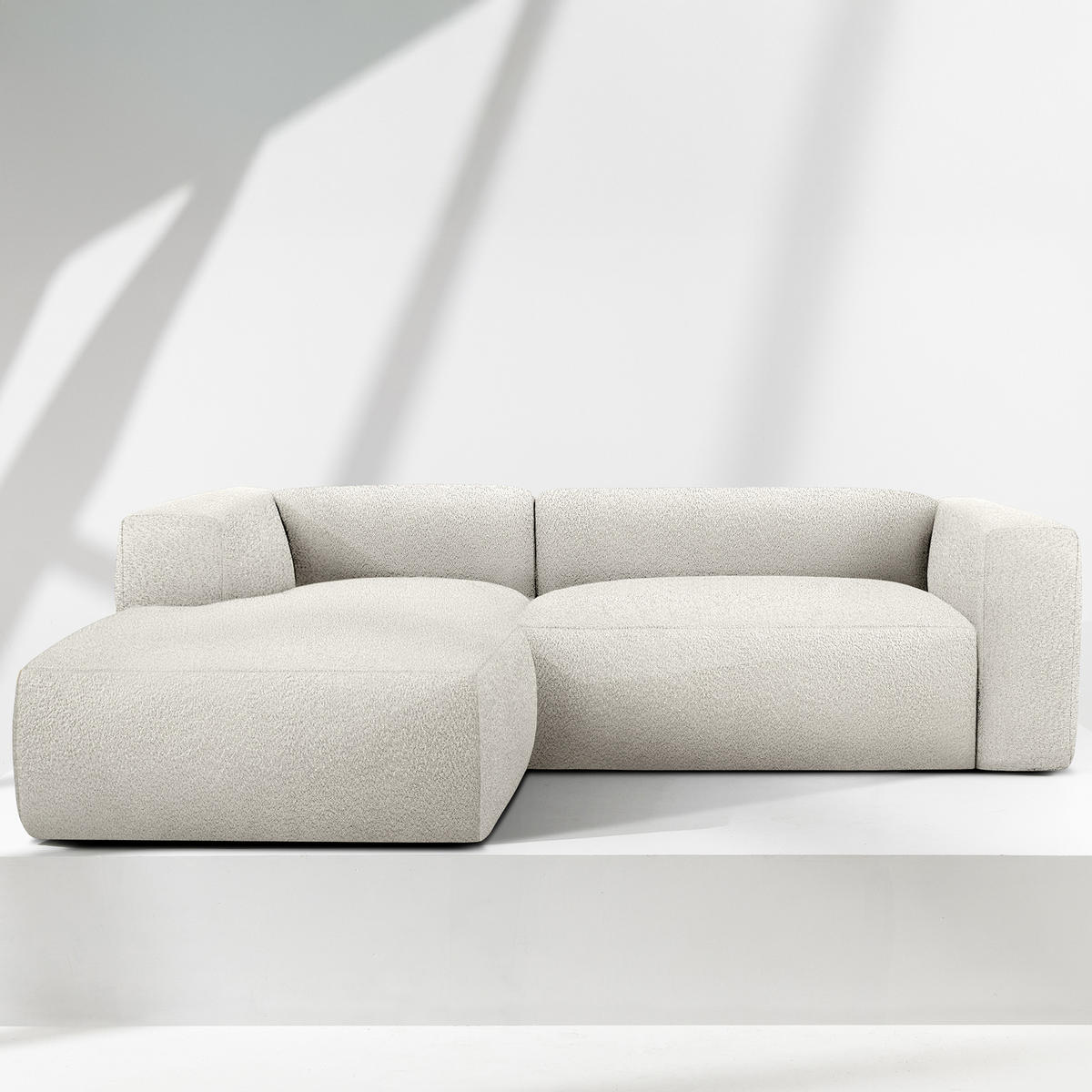 ECKSOFA LINKS BUFFO, Weiß - Weiß, Holz/Holzwerkstoff (225/176cm) - KONSIMO®