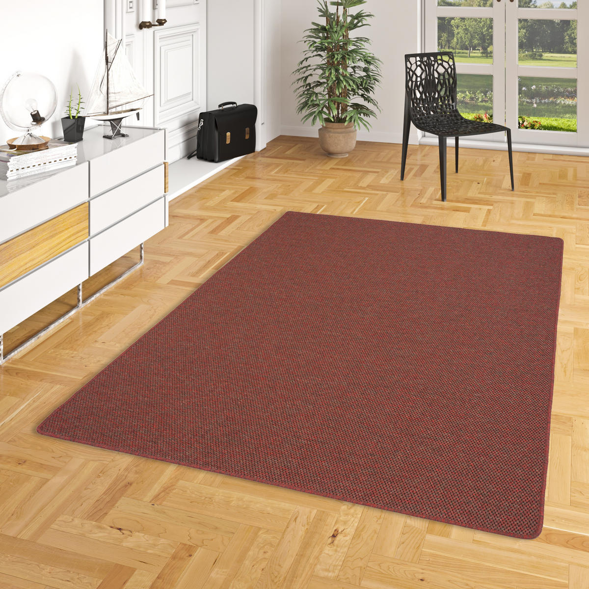 FLACHGEWEBE NATUR TEPPICH BENTZON - Rot, Textil (100/100cm) - Snapstyle