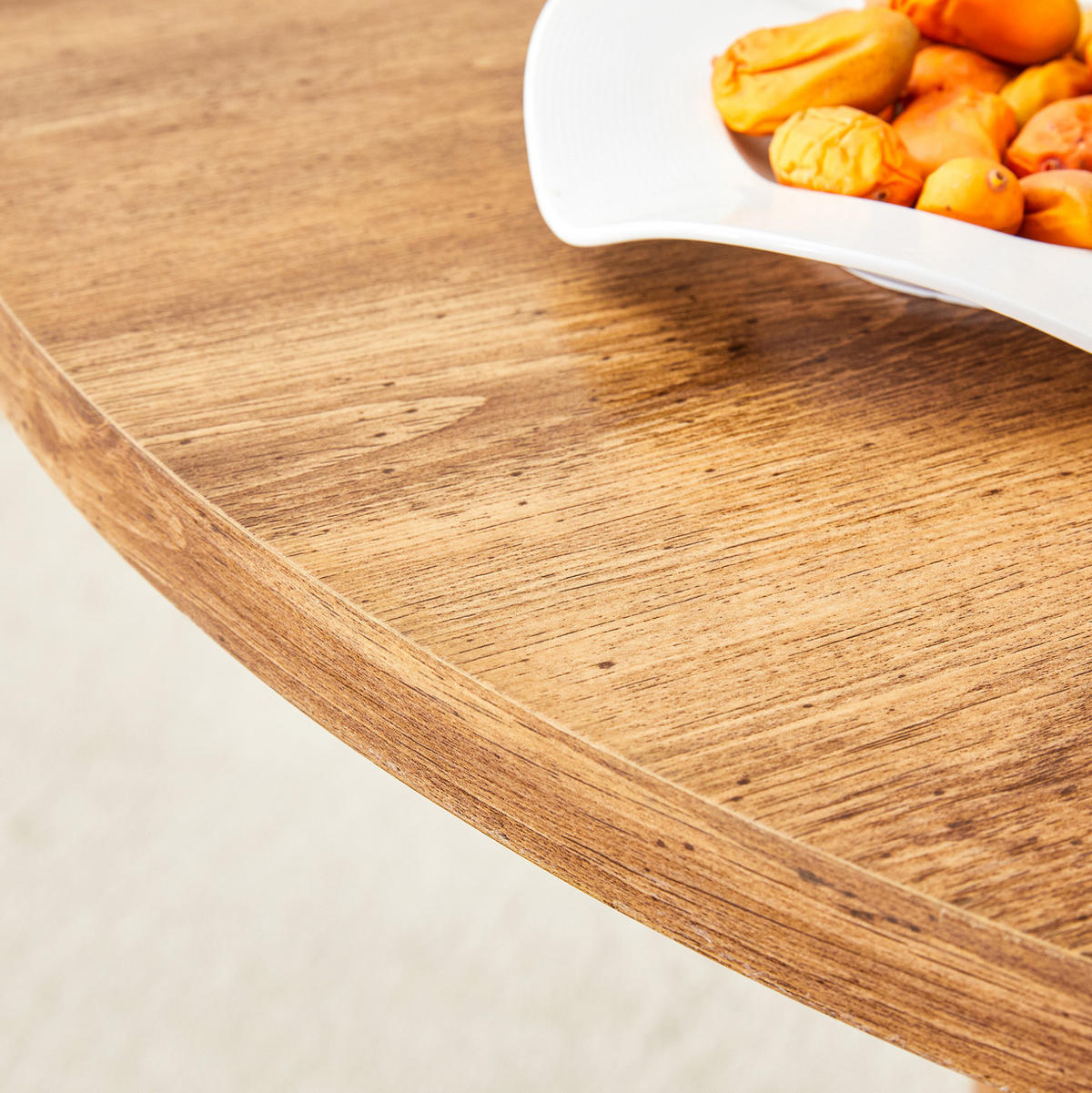 ESSTISCH aus MDF und Metall 100x100x76 cm Holzfarben mit Stauraum und runder 4-Segment-Tischplatte - Naturfarben, Holzwerkstoff (100/100/76cm) - Modfu