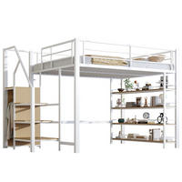 HOCHBETT 140/200 cm, Weiß, mit Stauraumtreppe und Umzäunung - Weiß, Metall (140/200cm) - MIVRAY