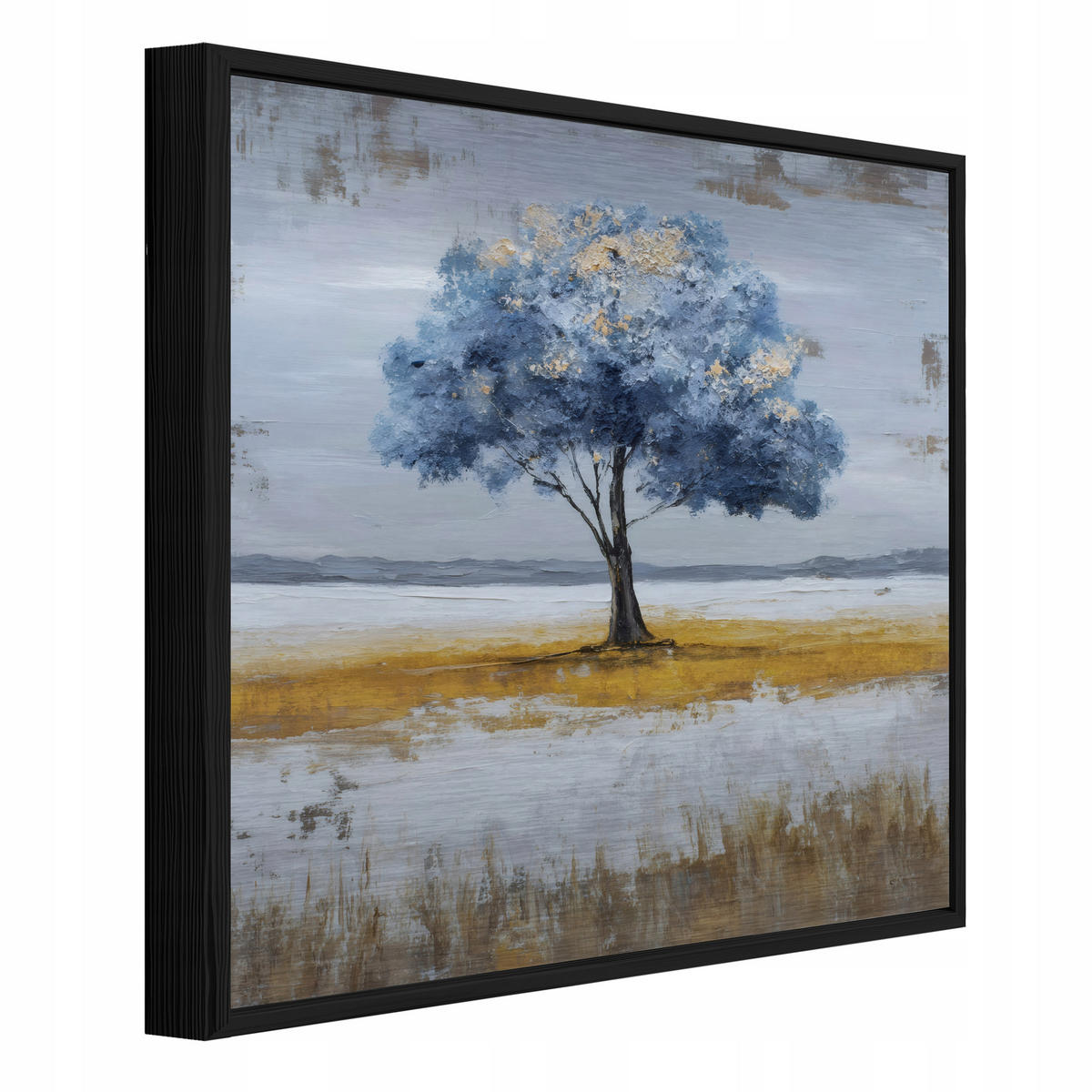 BILDER mit Rahmen Baum Abstraktion Blau 80x80 cm - Multicolor, Metall (80/80cm) - Wallarena