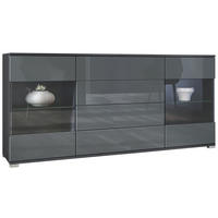 SIDEBOARD Bari Grau Hochglanz - Grau, Holzwerkstoff (166.5/75.5/35cm) - Vladon