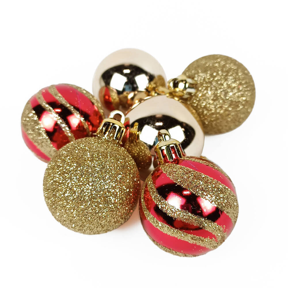 WEIHNACHTSKUGELN 4 cm 12er-Set - Rot/Goldfarben, Kunststoff (4/5.3/4cm) - Atmosphera Createur d´interieur