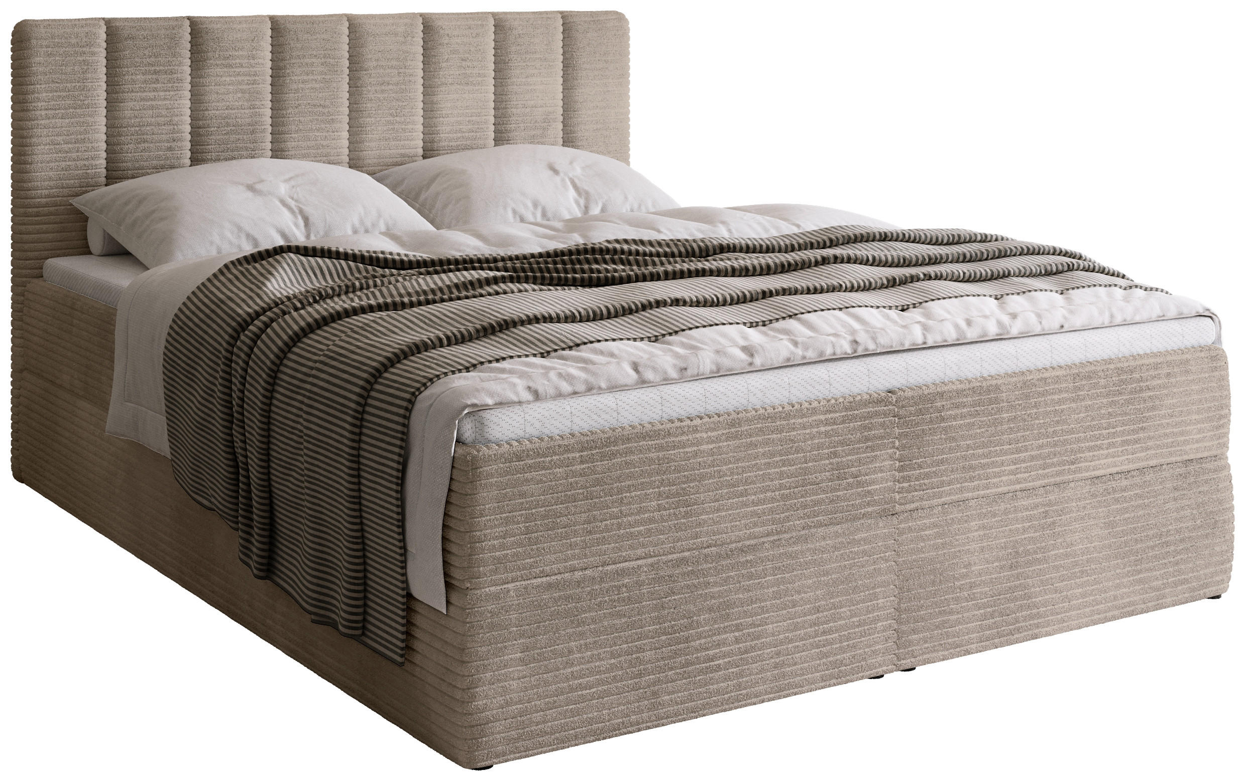 BOXBETT DENVER mit Topper 140x200 Beige - Beige, Textil (140/200cm) - Bromarkt
