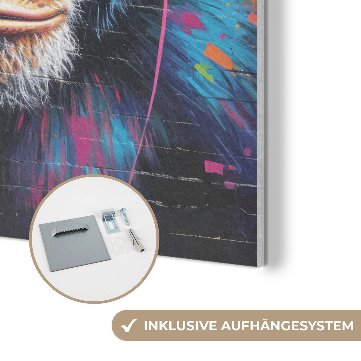 AKUSTIKPANEEL Graffiti - Schimpanse - Straßenkunst - Kopfhörer - Affe 60x80 cm - Blau, Textil (60/0.9/80cm) - MuchoWow