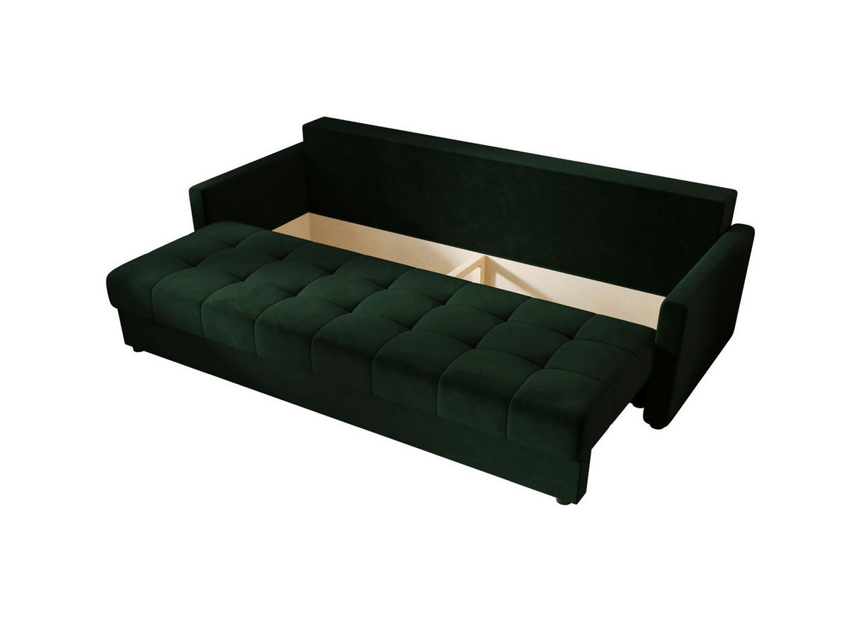SOFA MOS mit Schlaffunktion ITAKA 10 mit Stauraum - Grün, Textil (84/72/220cm) - Bedante