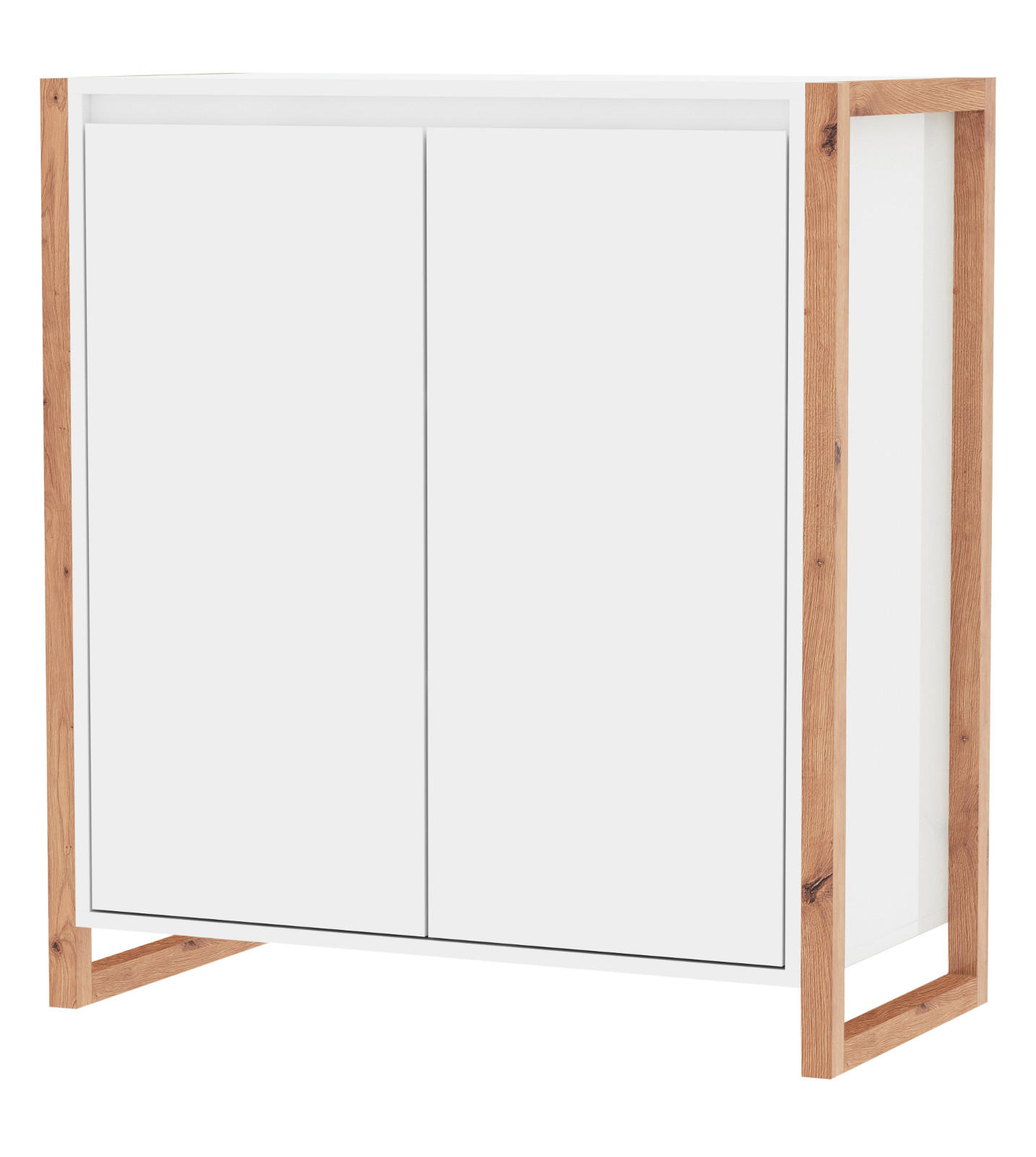 Furn.Design Kommode Weiß, Eiche Artisan 80x88x40 cm