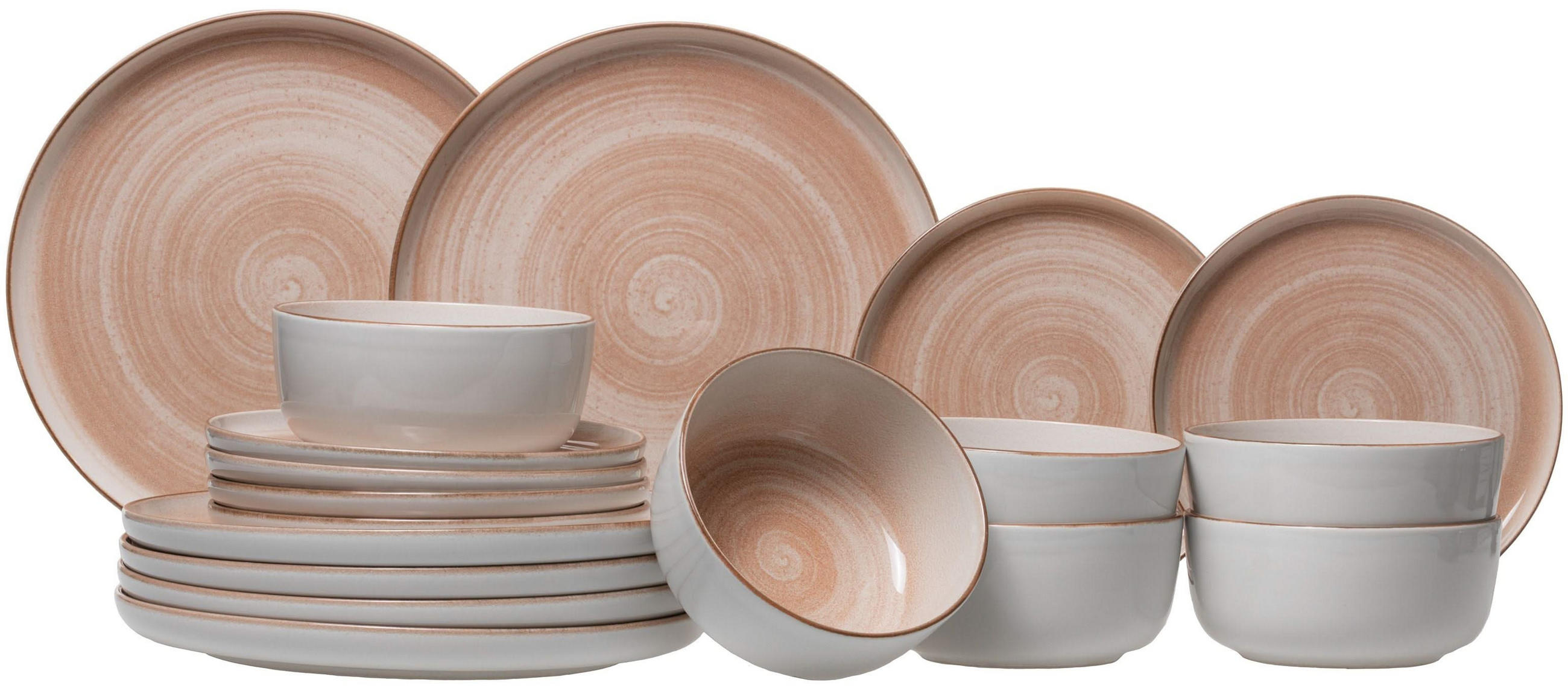 GESCHIRRSET18-TEILIG GESCHIRRSETBaltic Peach - 18-teilig / 6 Personen - Pink, Keramik (2/2/1cm) - Cosy & Trendy