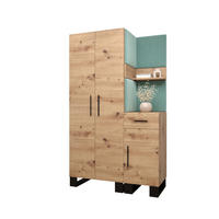 GARDEROBEN-SET 196/116/45,6 - Schwarz/Eiche Artisan, Holz/Kunststoff (116/196/45.6cm) - Abiks Möbel