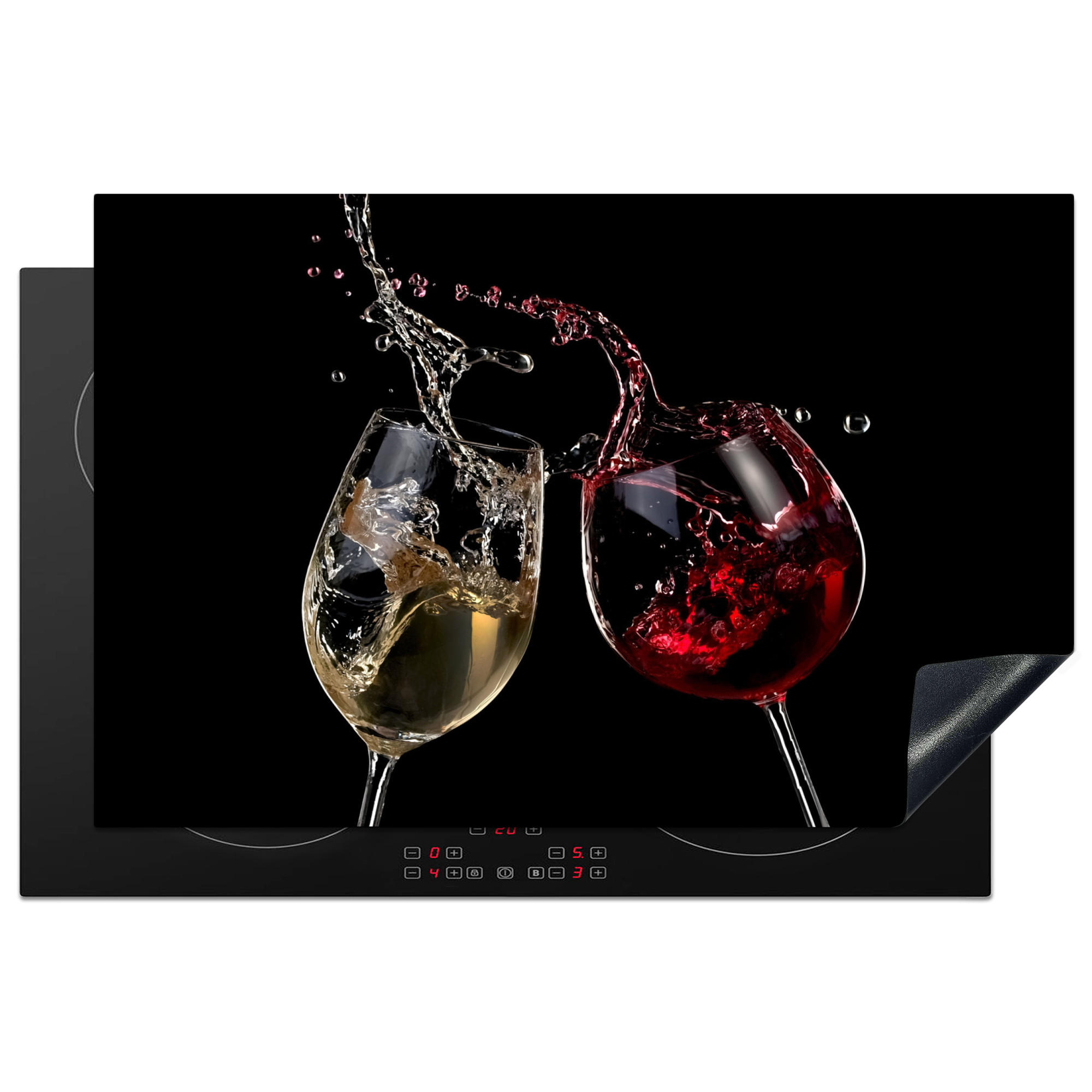 HERDABDECKPLATTE Rotwein - Weißwein - Glas - Schwarz 81x52 cm - Weinrot, Kunststoff (81/0.2/52cm) - MuchoWow