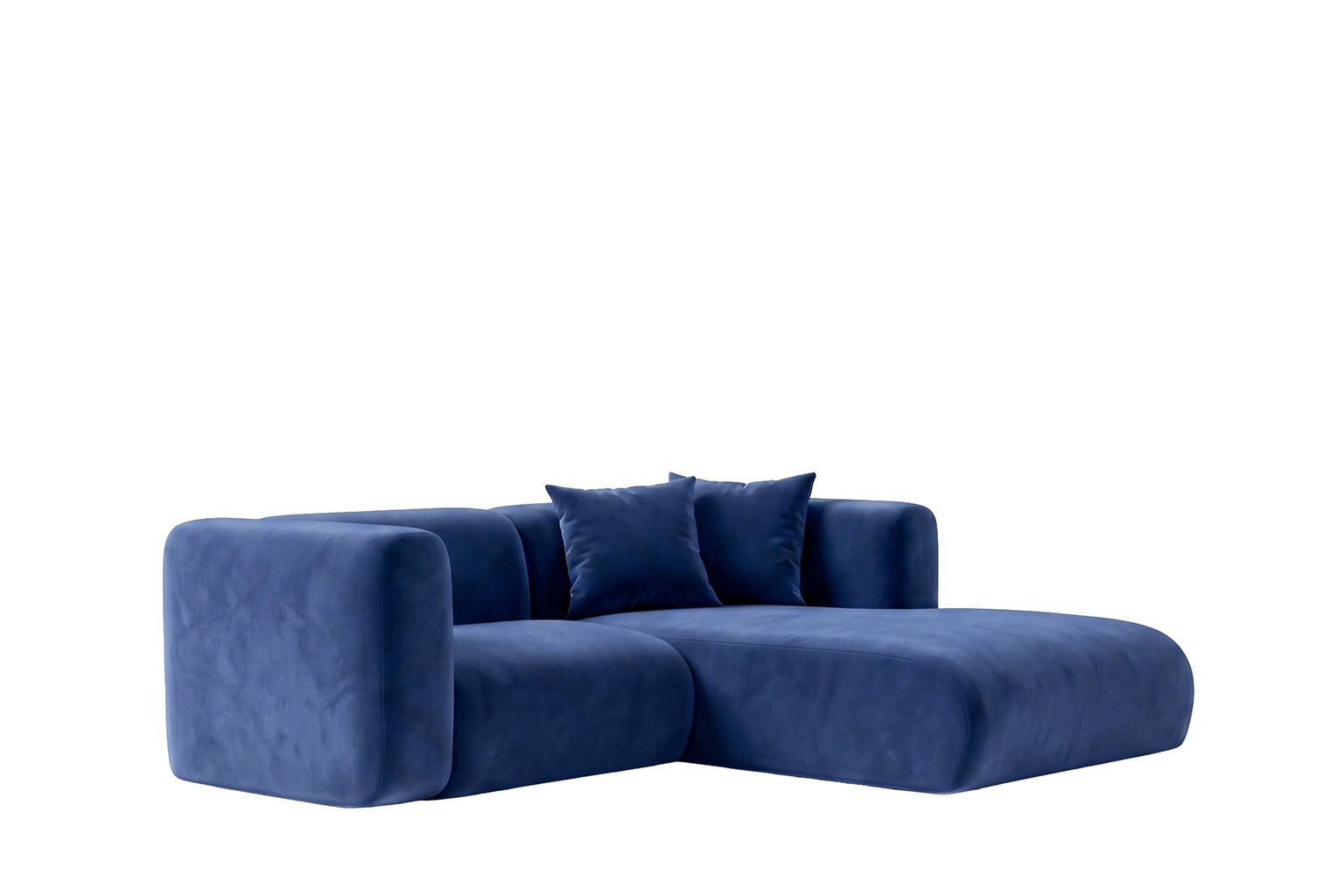 ECKSOFA L-Form mini, Velvet-Stoff Bluvel, Tintenblau, Rechts, GRETA - Blau, Holz (226/179cm) - Kaiser Möbel